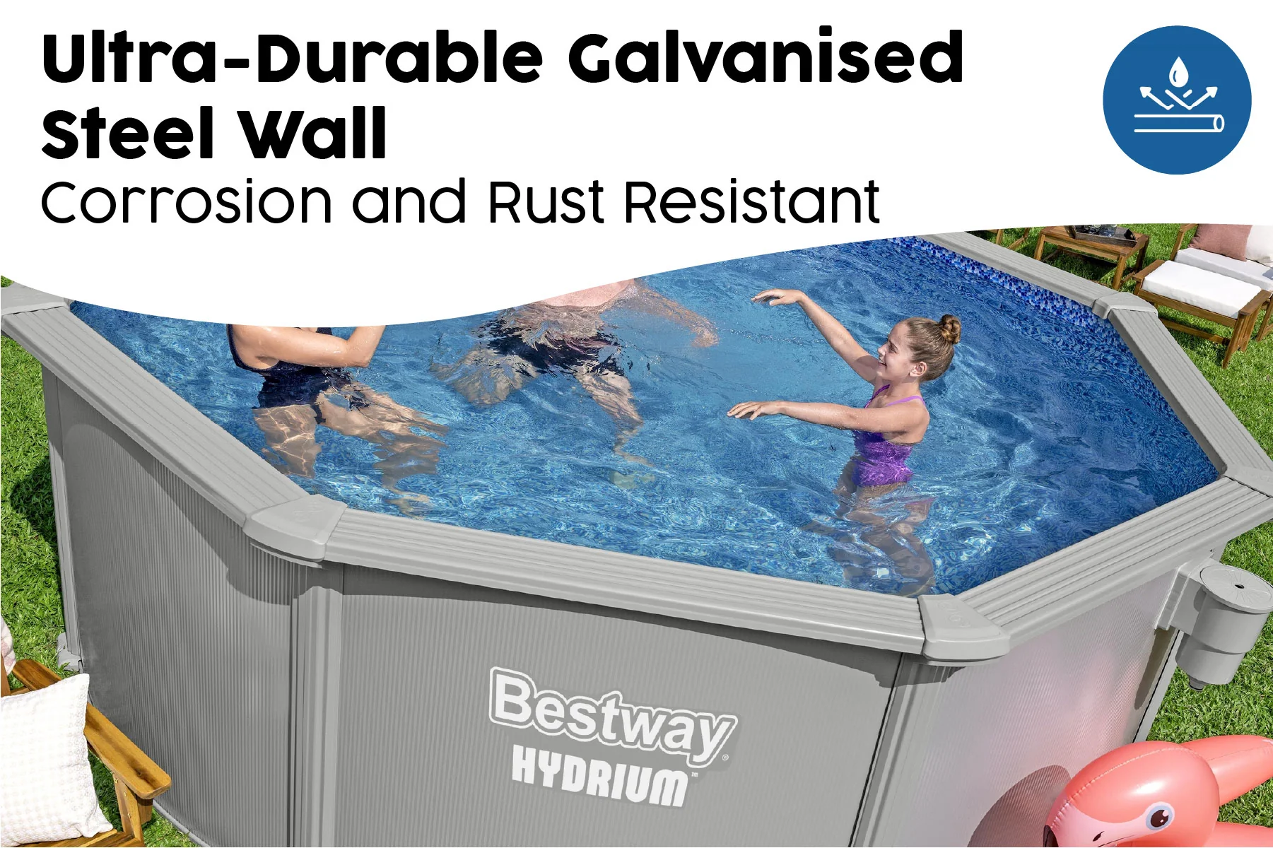 12ft x 48in Round Hydrium Steel Above Ground Pool Set - Image 6