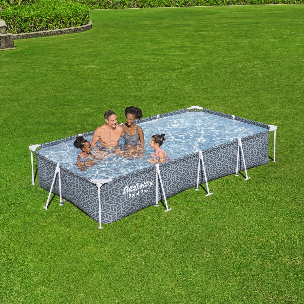 12ft x 6.6ft x 26in Leaf Print Rectangle Steel Pro Above Ground Pool Set - Image 2