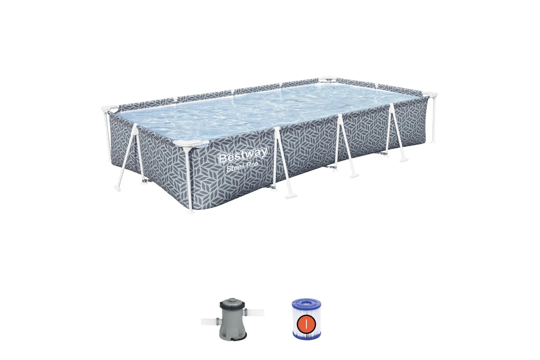 12ft x 6.6ft x 26in Leaf Print Rectangle Steel Pro Above Ground Pool Set - Image 3