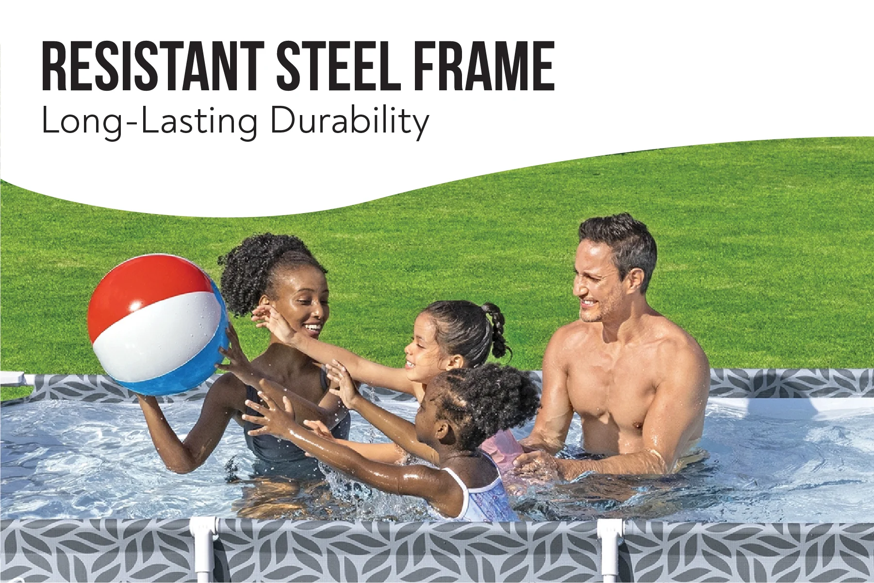 12ft x 6.6ft x 26in Leaf Print Rectangle Steel Pro Above Ground Pool Set - Image 5
