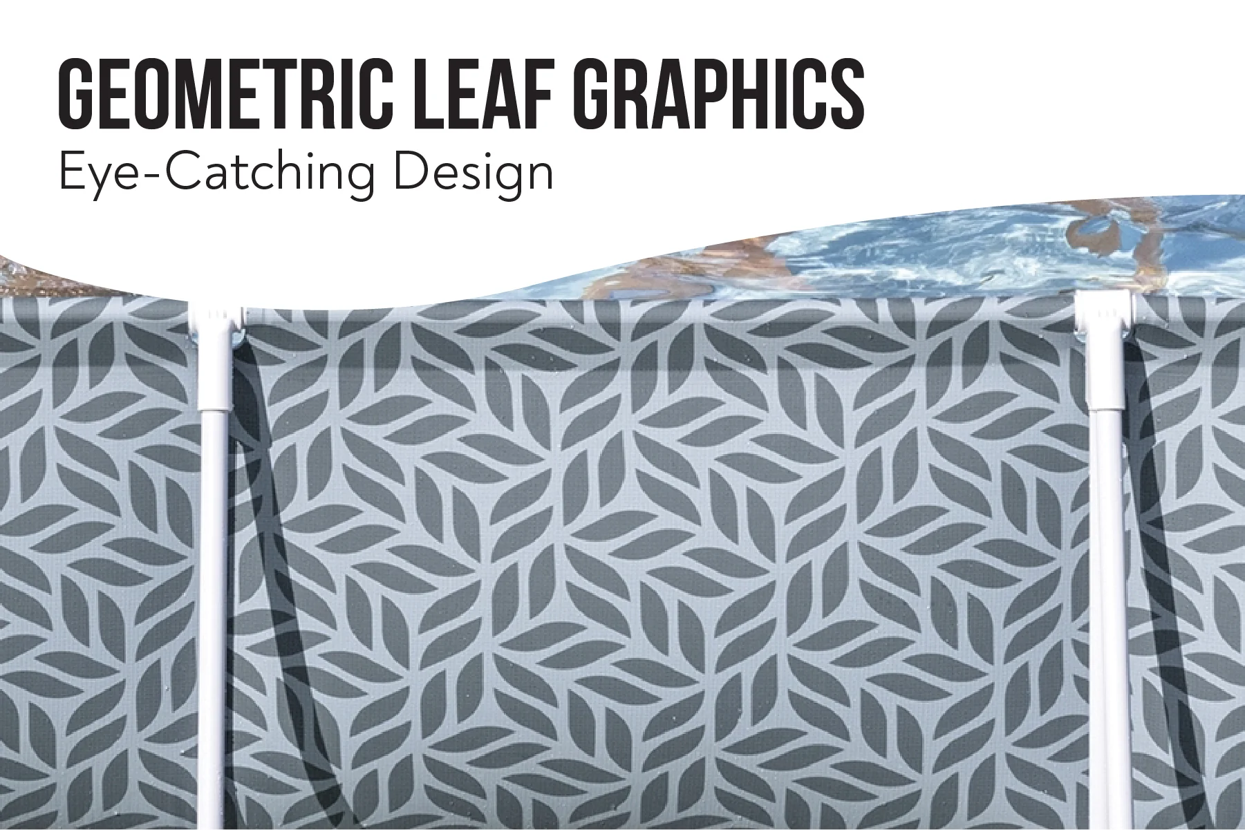 12ft x 6.6ft x 26in Leaf Print Rectangle Steel Pro Above Ground Pool Set - Image 6