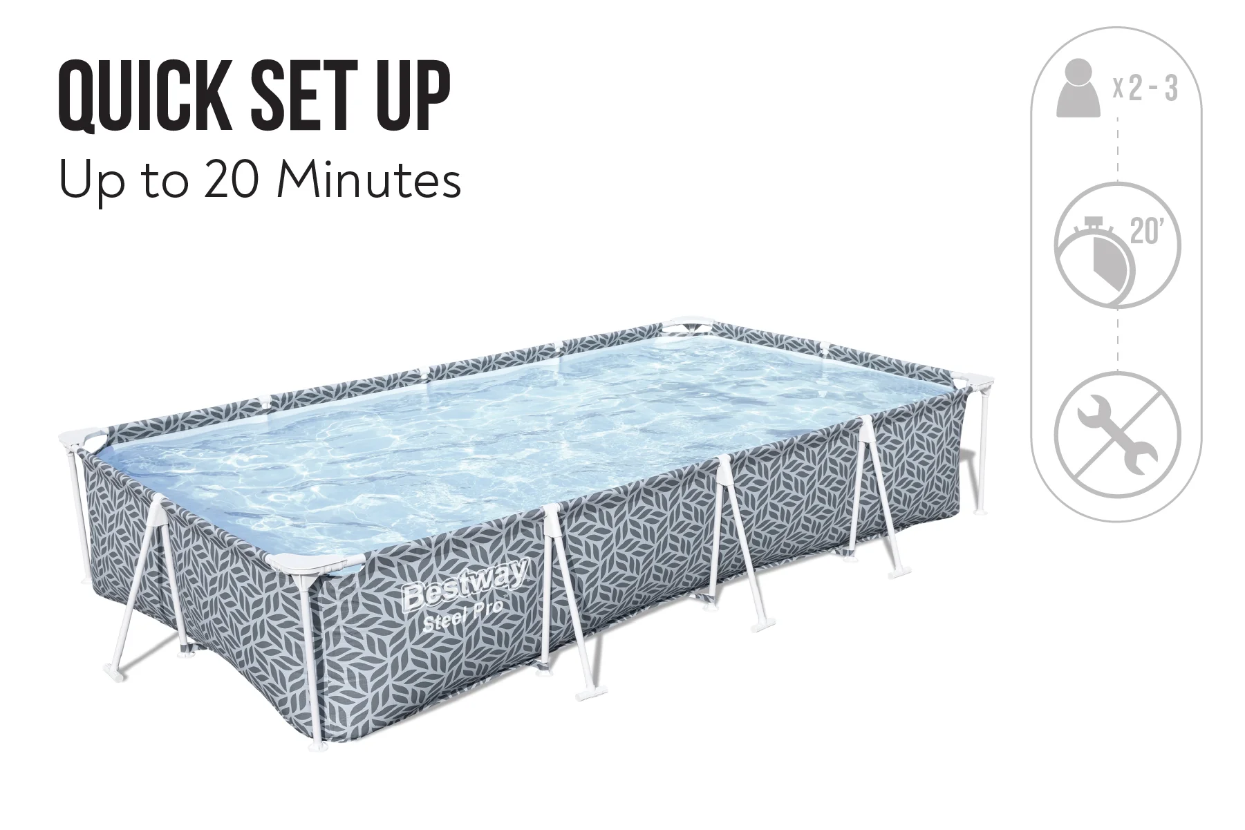 12ft x 6.6ft x 26in Leaf Print Rectangle Steel Pro Above Ground Pool Set - Image 7