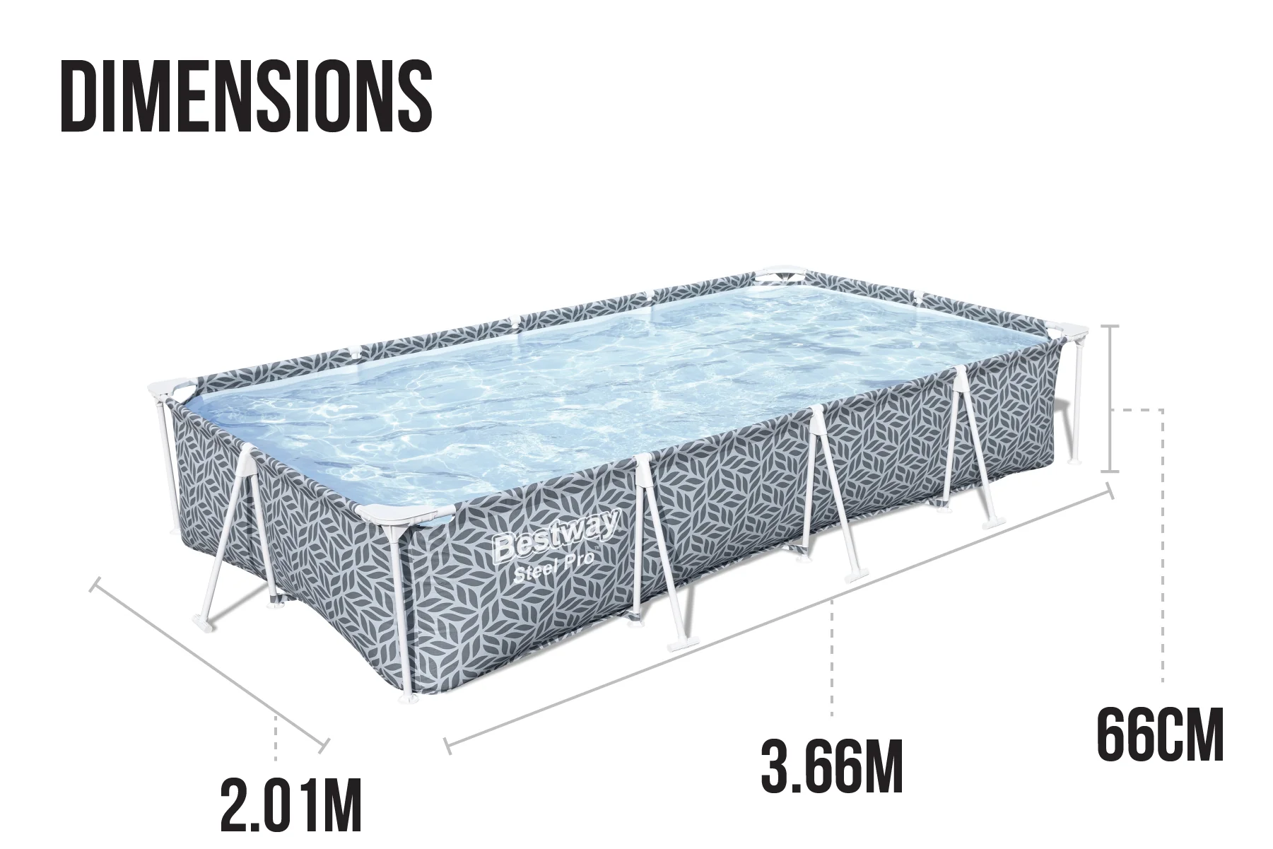12ft x 6.6ft x 26in Leaf Print Rectangle Steel Pro Above Ground Pool Set - Image 9