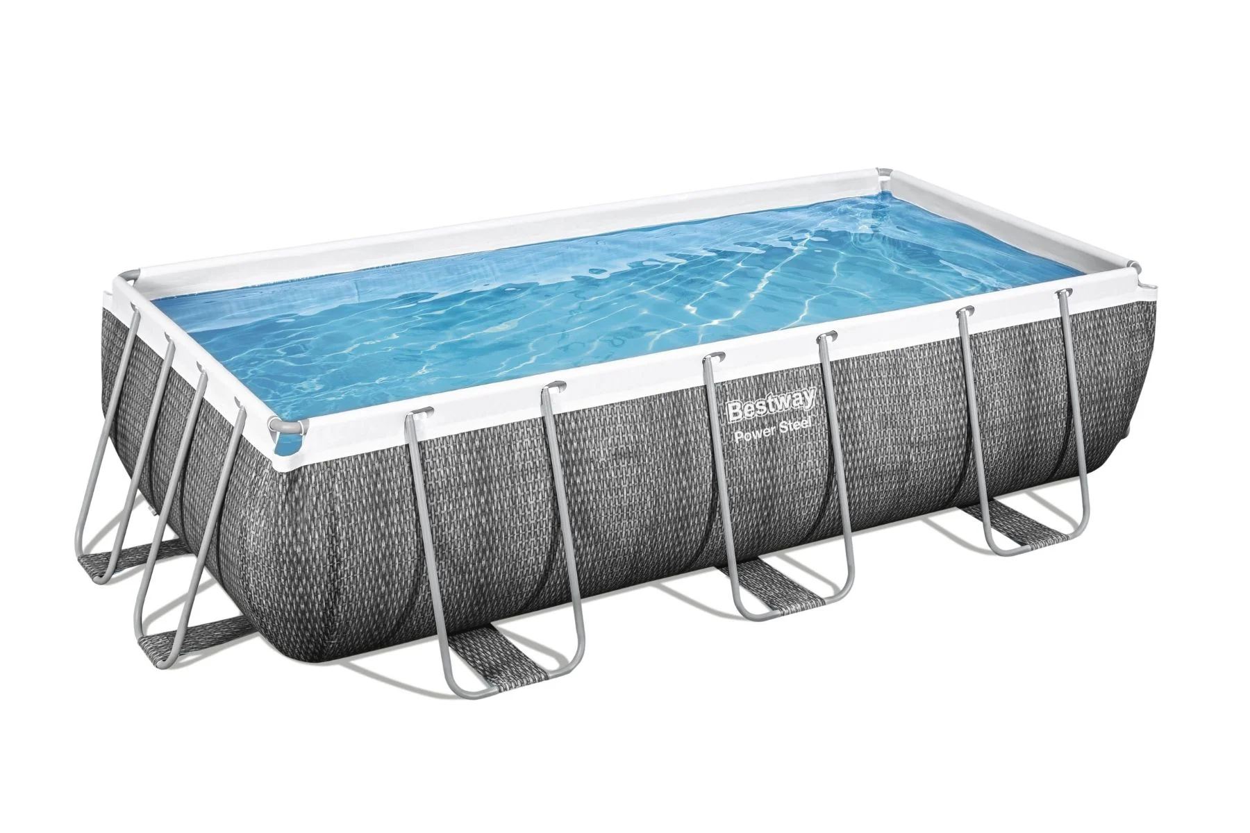 13.3ft x 39.5inch Rattan Print Rectangle Power Steel Above Ground Pool Set - Outlet - Image 6