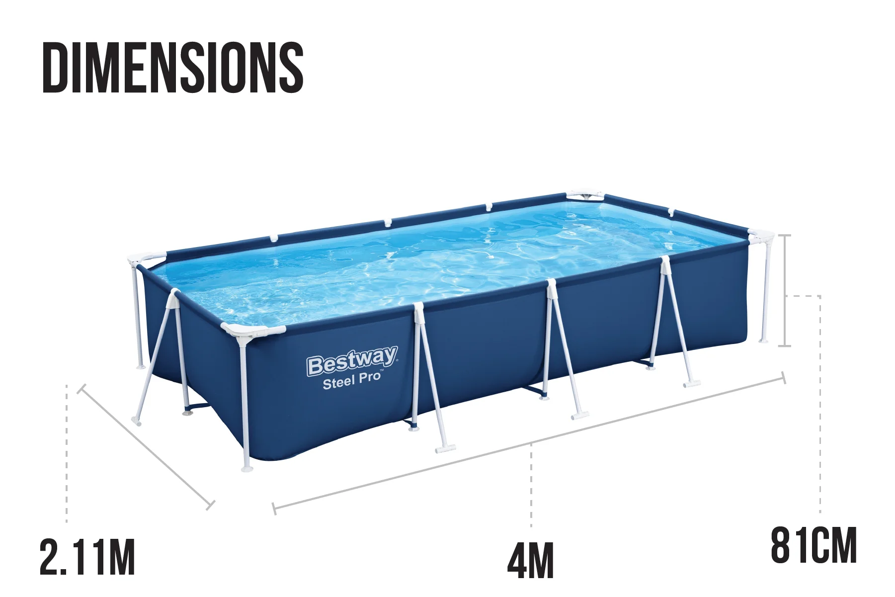 13.1ft x 6.11ft x 32in Navy Blue Rectangle Steel Pro Above Ground Pool Set - Image 10