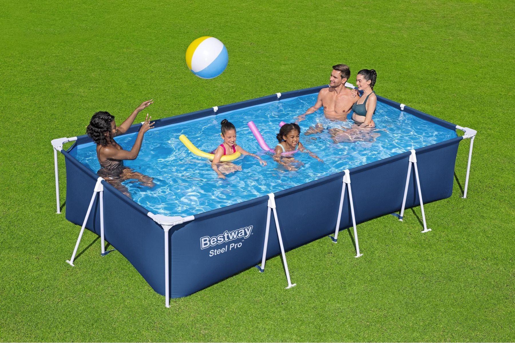 13.1ft x 6.11ft x 32in Navy Blue Rectangle Steel Pro Above Ground Pool Set - Image 4