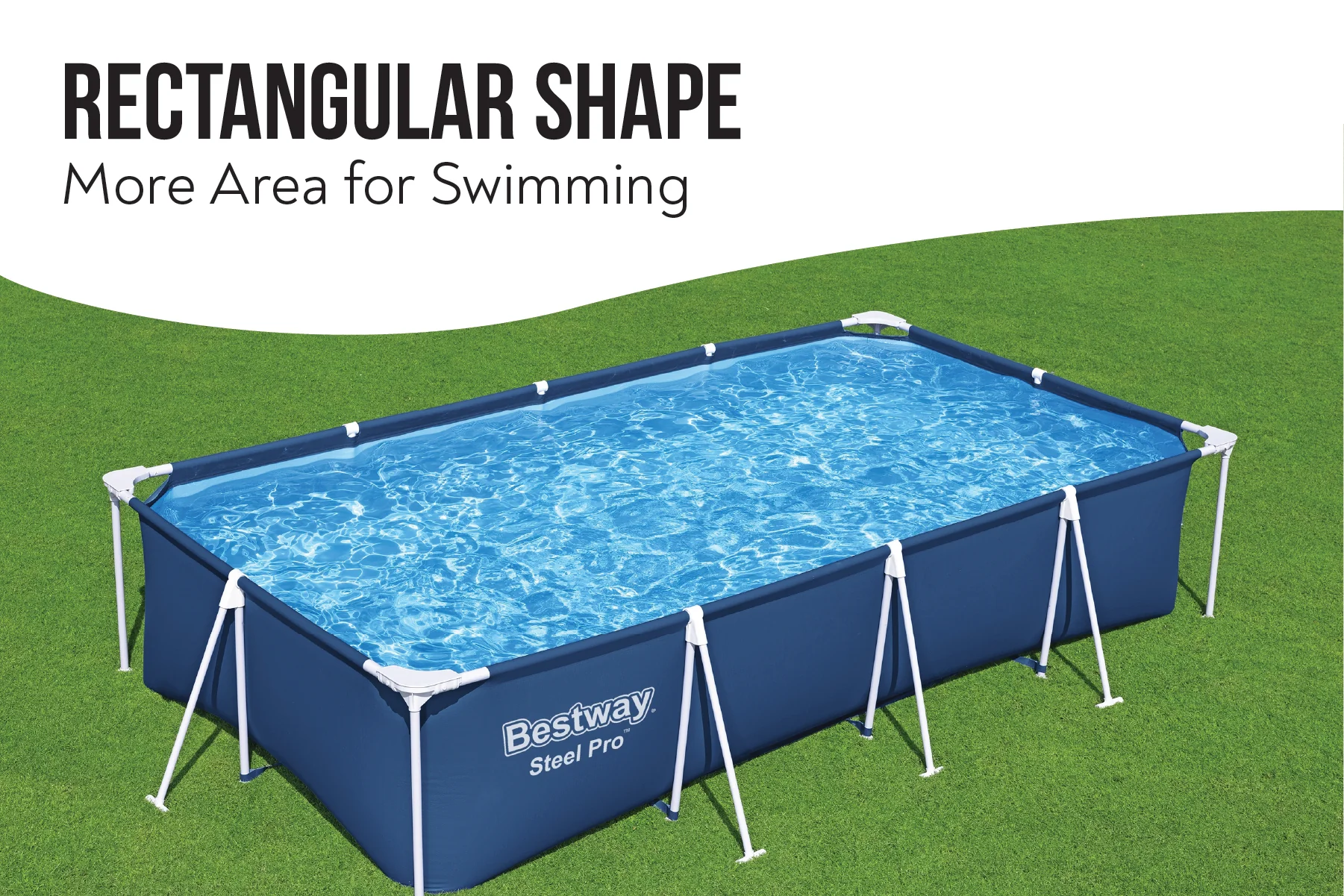 13.1ft x 6.11ft x 32in Navy Blue Rectangle Steel Pro Above Ground Pool Set - Image 7