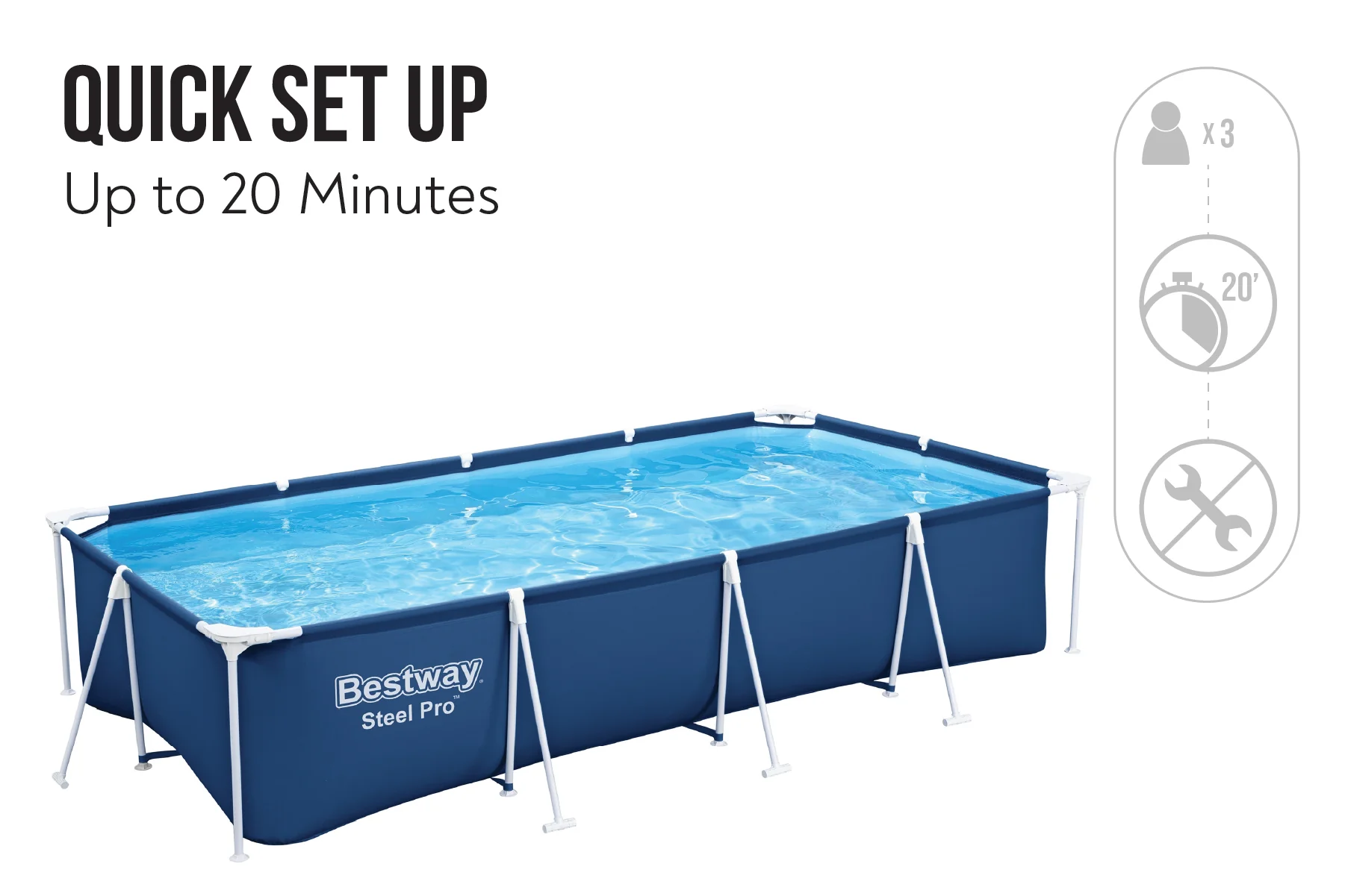 13.1ft x 6.11ft x 32in Navy Blue Rectangle Steel Pro Above Ground Pool Set - Image 8