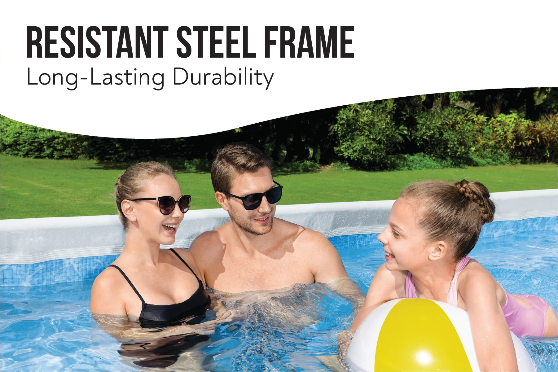 13.6ft x 6.7ft x 48in Dark Grey Rectangle Power Steel Above Ground Pool Set - Image 5