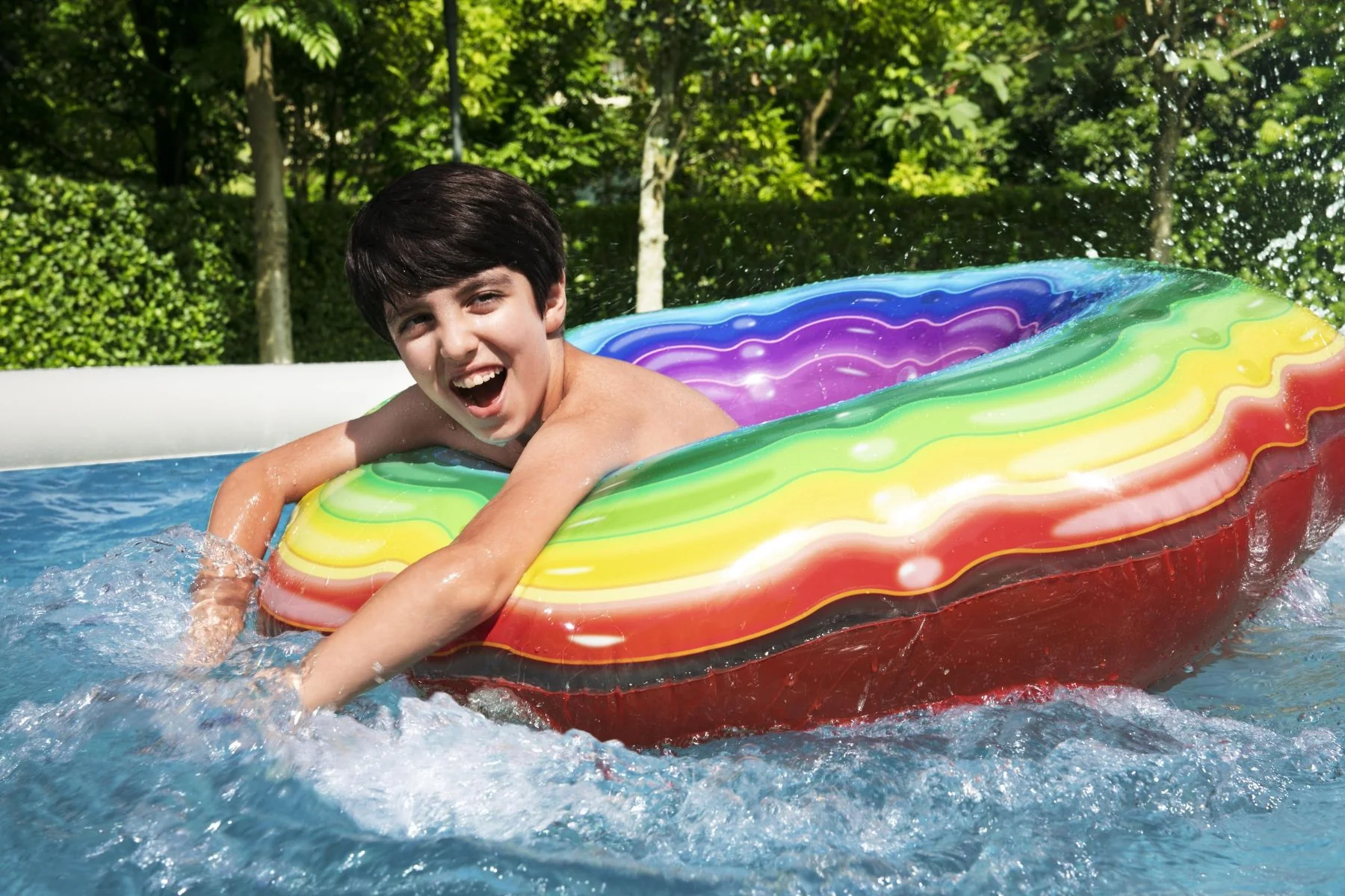 13ft x 33in Rattan Print Round Fast Set Inflatable Above Ground Pool Set - Outlet - Image 6