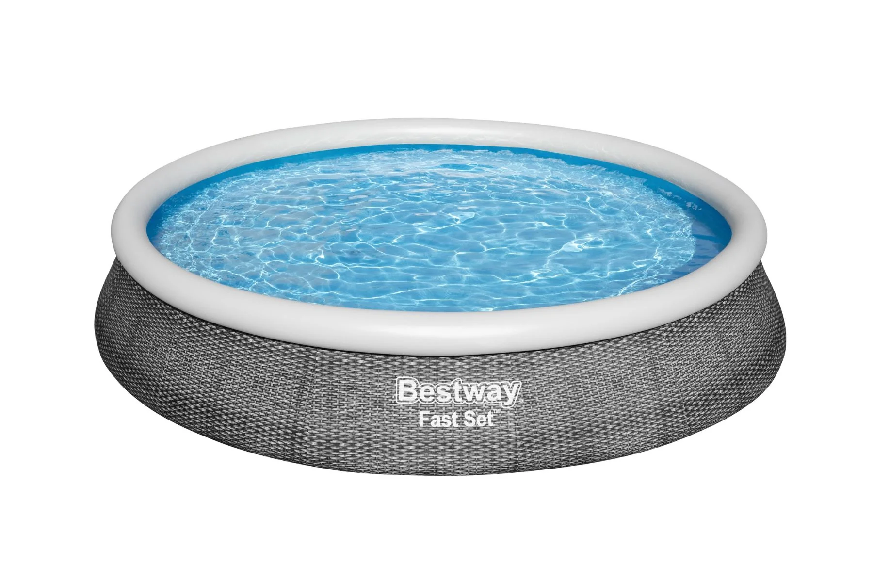 13ft x 33in Rattan Print Round Fast Set Inflatable Above Ground Pool Set - Outlet - Image 7