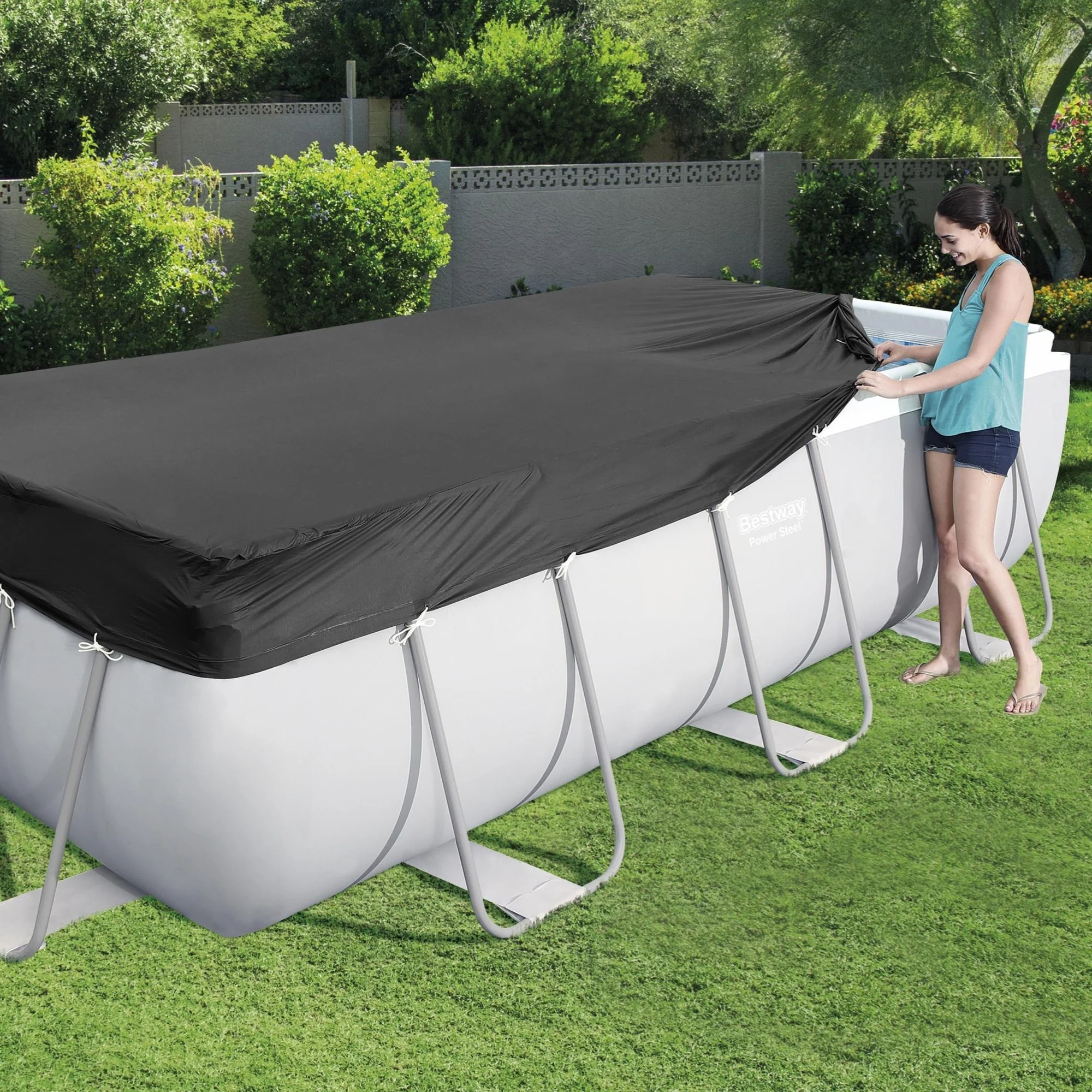 13ft inch Rectangular Pool Cover for Power Steel Above Ground Pools - Image 2