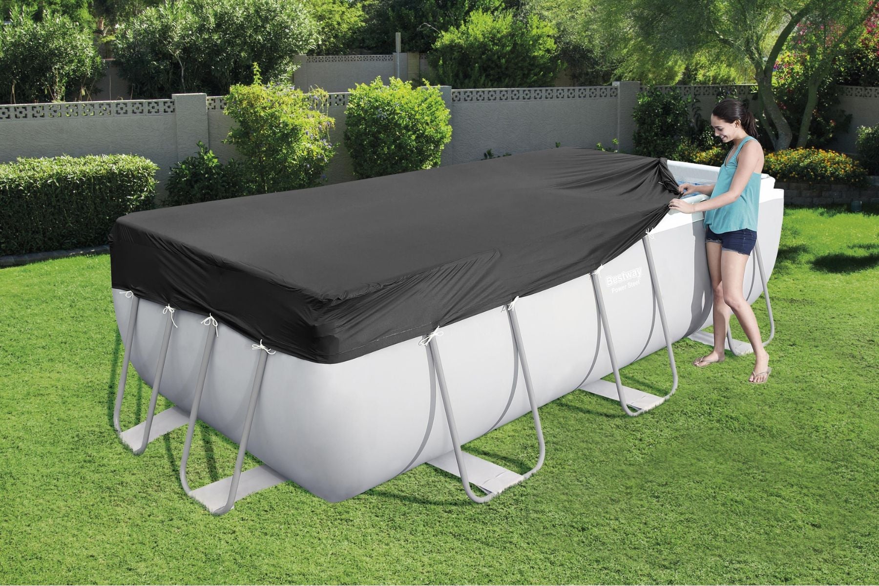 13ft inch Rectangular Pool Cover for Power Steel Above Ground Pools - Image 4