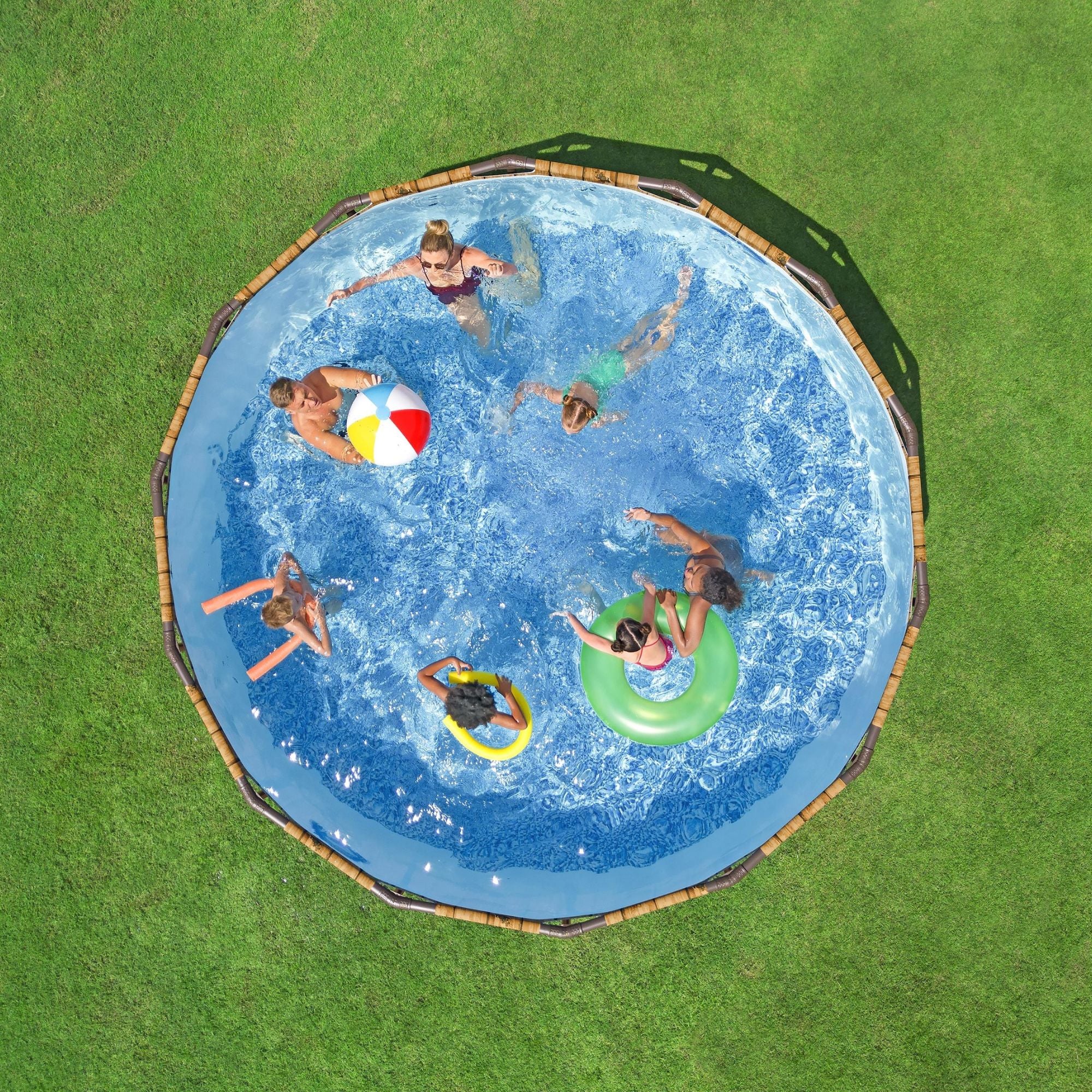 14ft x 42in Wood Print Round Steel Pro Max Splashview Above Ground Pool Set - Image 2