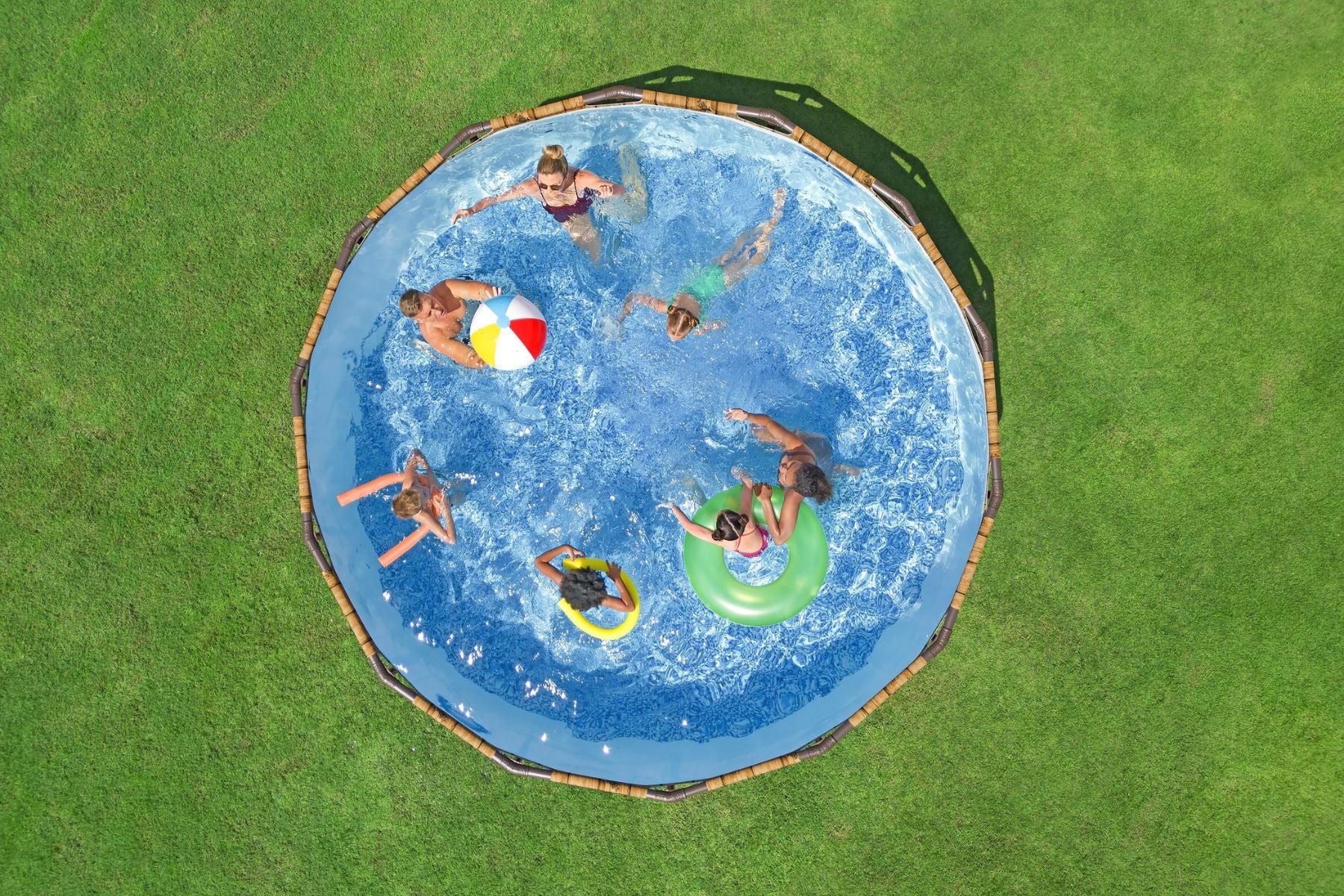 14ft x 42in Wood Print Round Steel Pro Max Splashview Above Ground Pool Set - Image 4