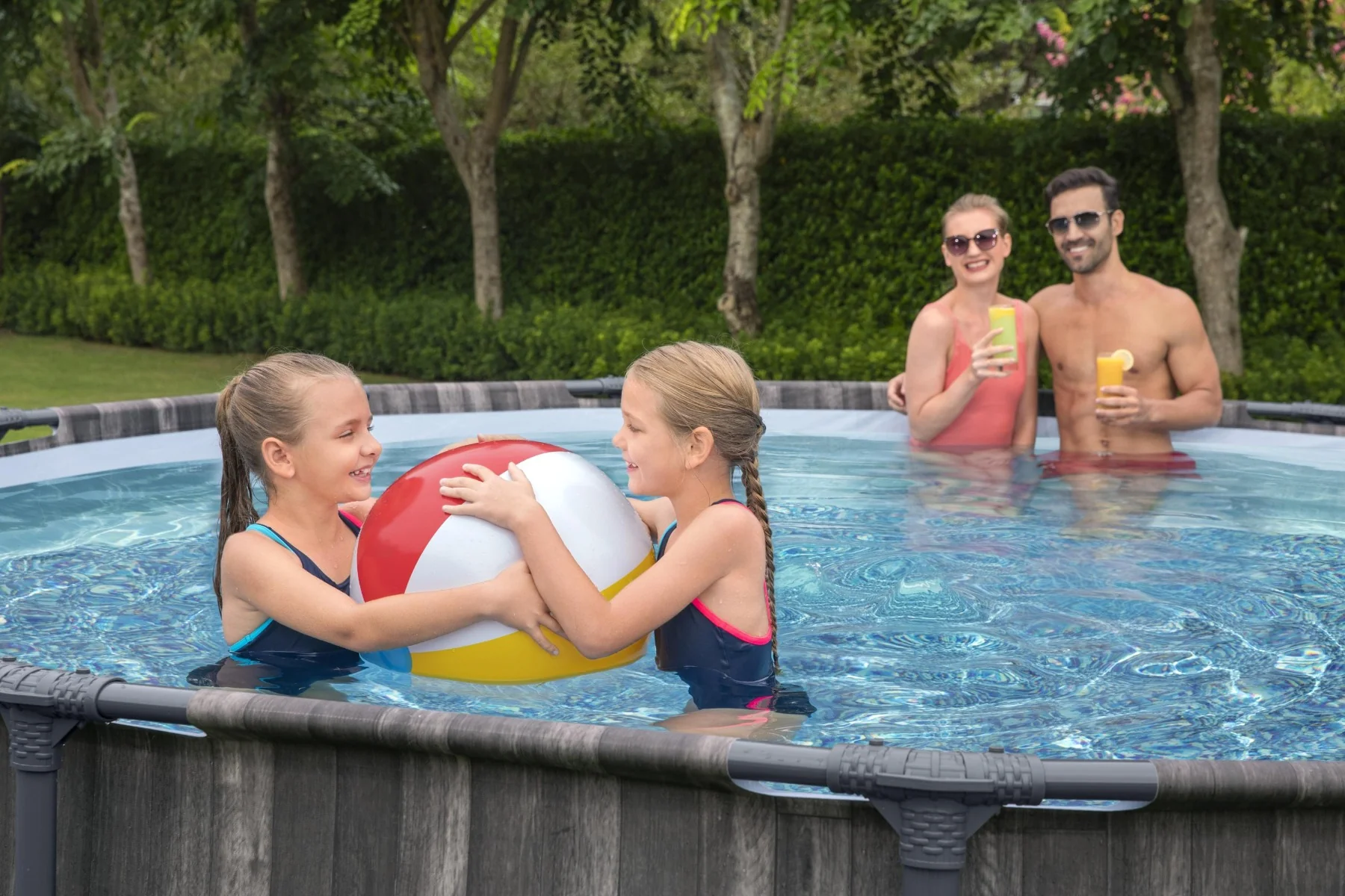 14ft x 42in Wood Print Round Steel Pro Max Above Ground Pool Set - Image 6