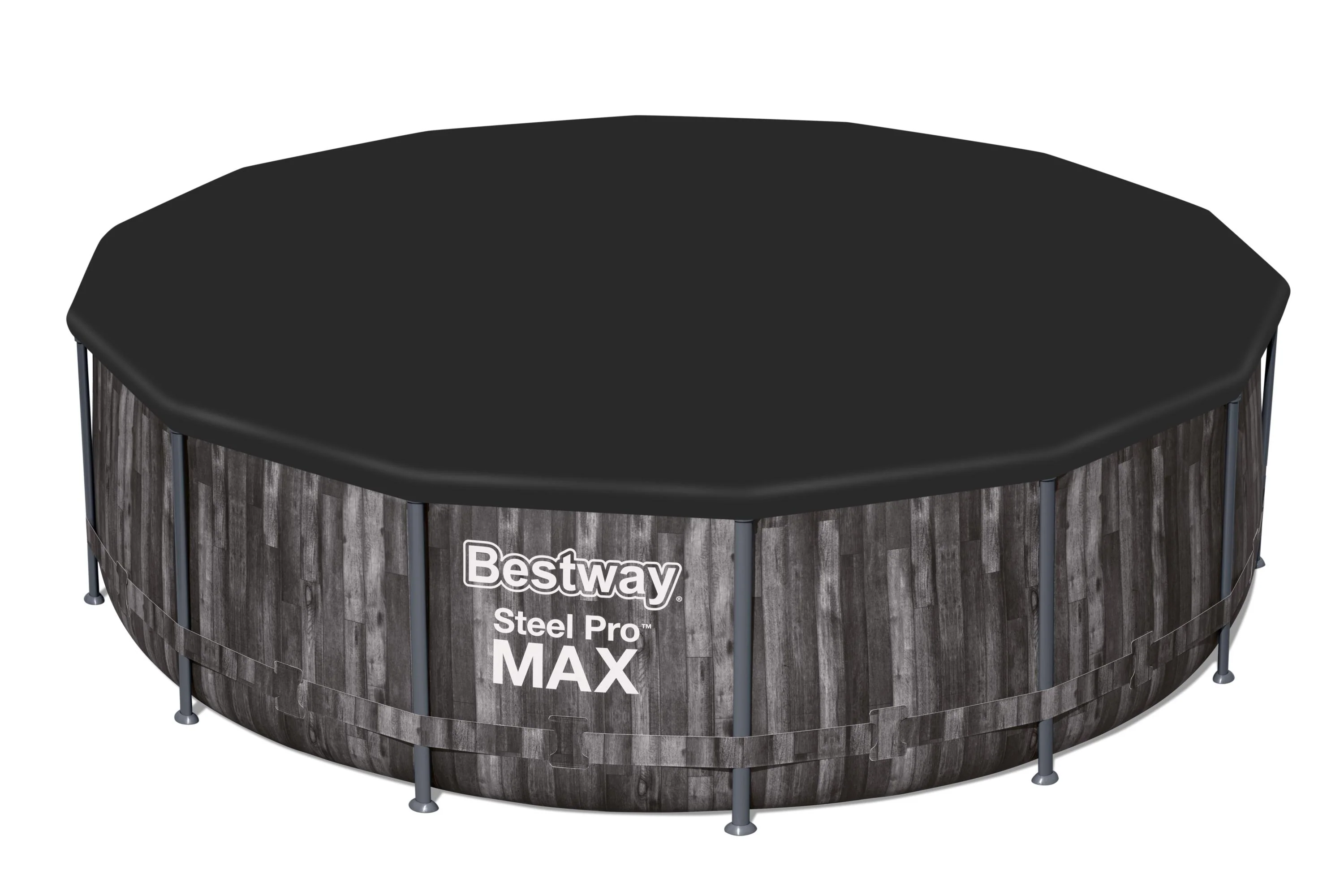14ft x 42in Wood Print Round Steel Pro Max Above Ground Pool Set - Image 9