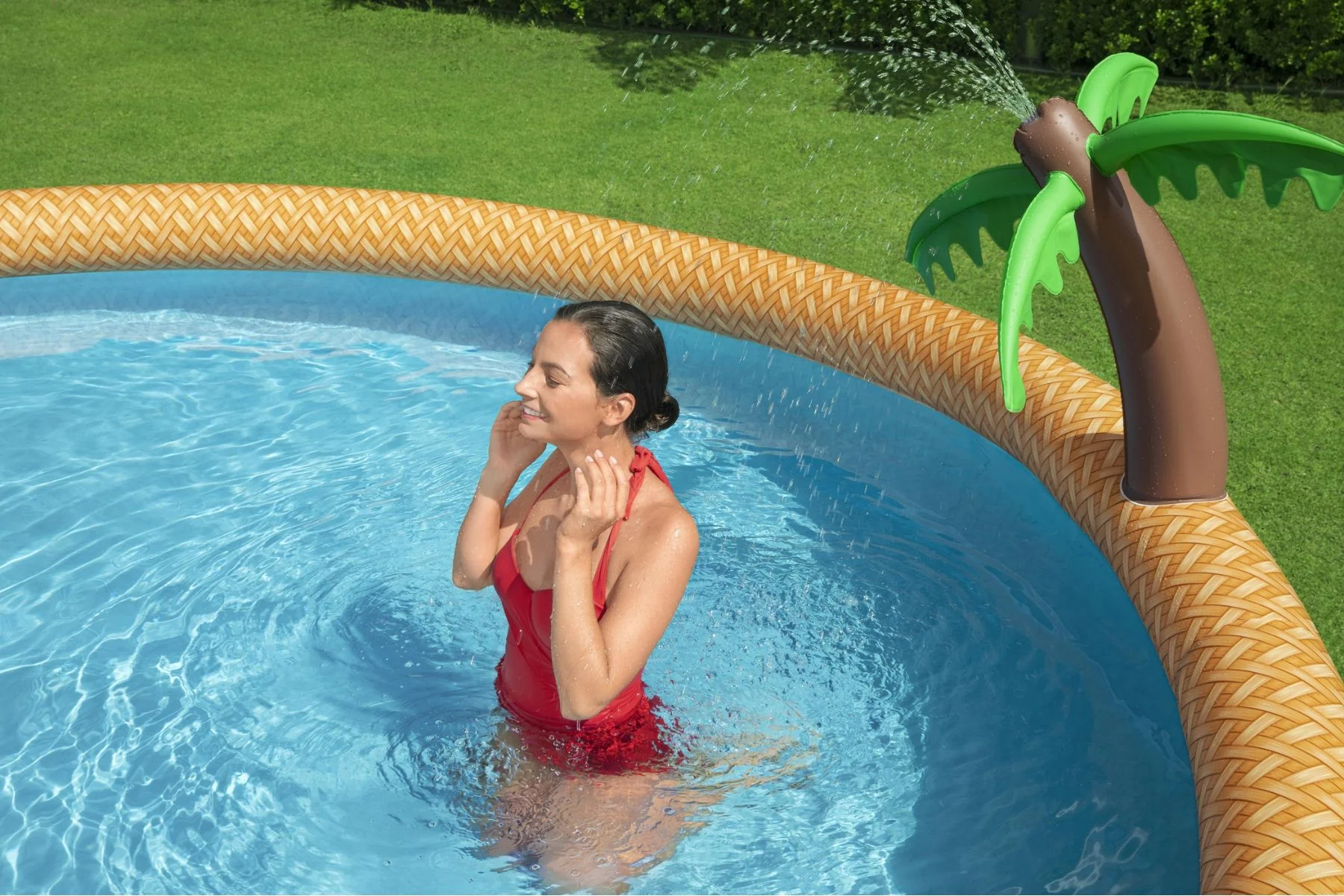 15ft x 33in Tropical Print Round Fast Set Inflatable Above Ground Pool Set - Image 5