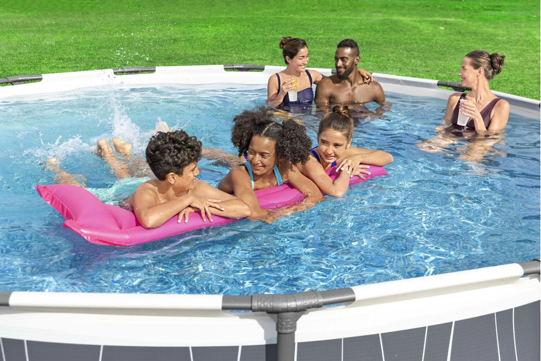 15ft x 42in Dark Grey LED Round Steel Pro Max Above Ground Pool Set - Image 4