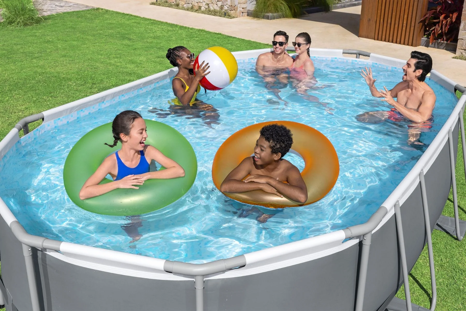 16ft x 42in Dark Grey Oval Steel Pro MAX Above Ground Pool Set - Image 4