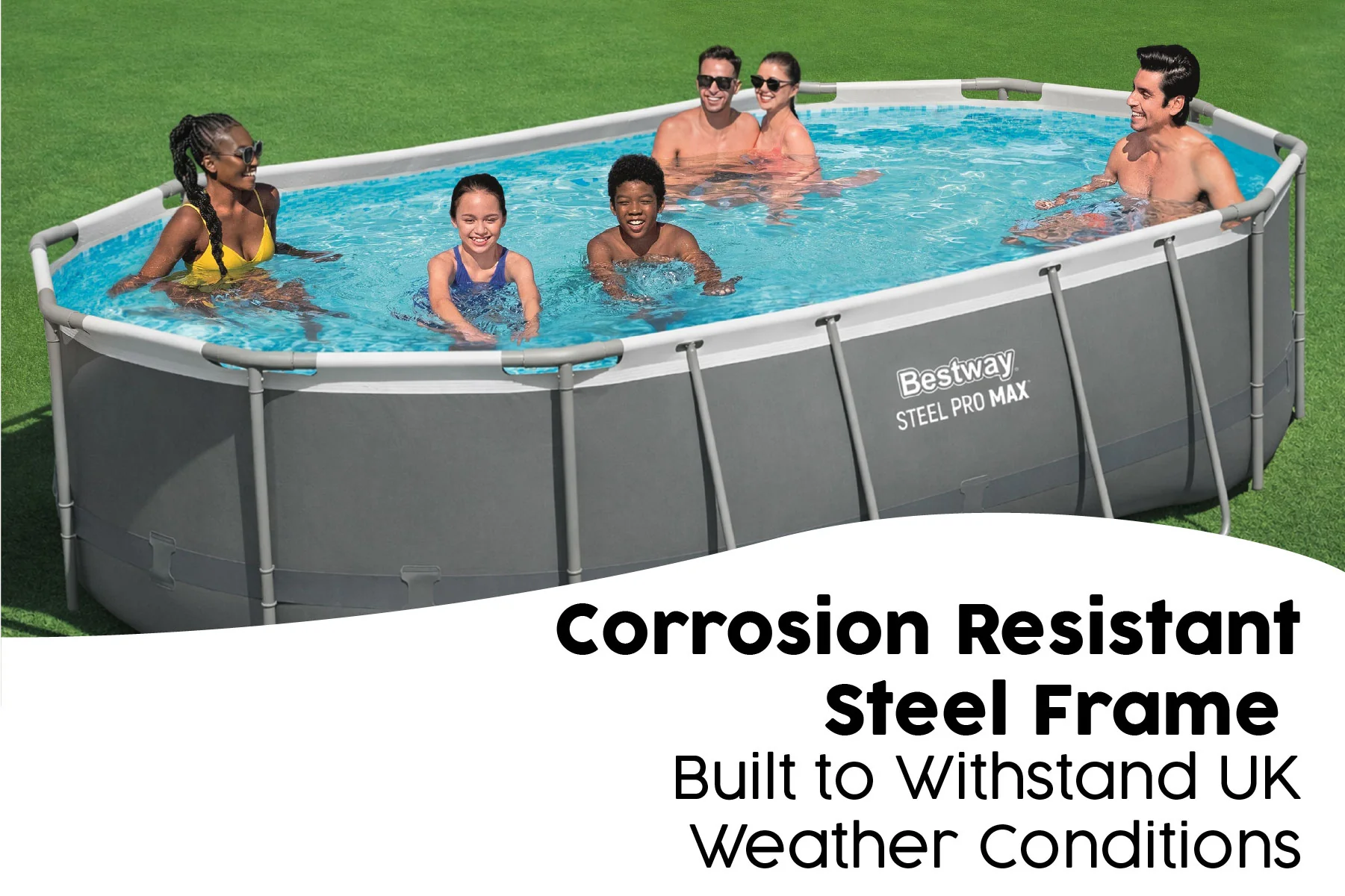 16ft x 42in Dark Grey Oval Steel Pro MAX Above Ground Pool Set - Image 5