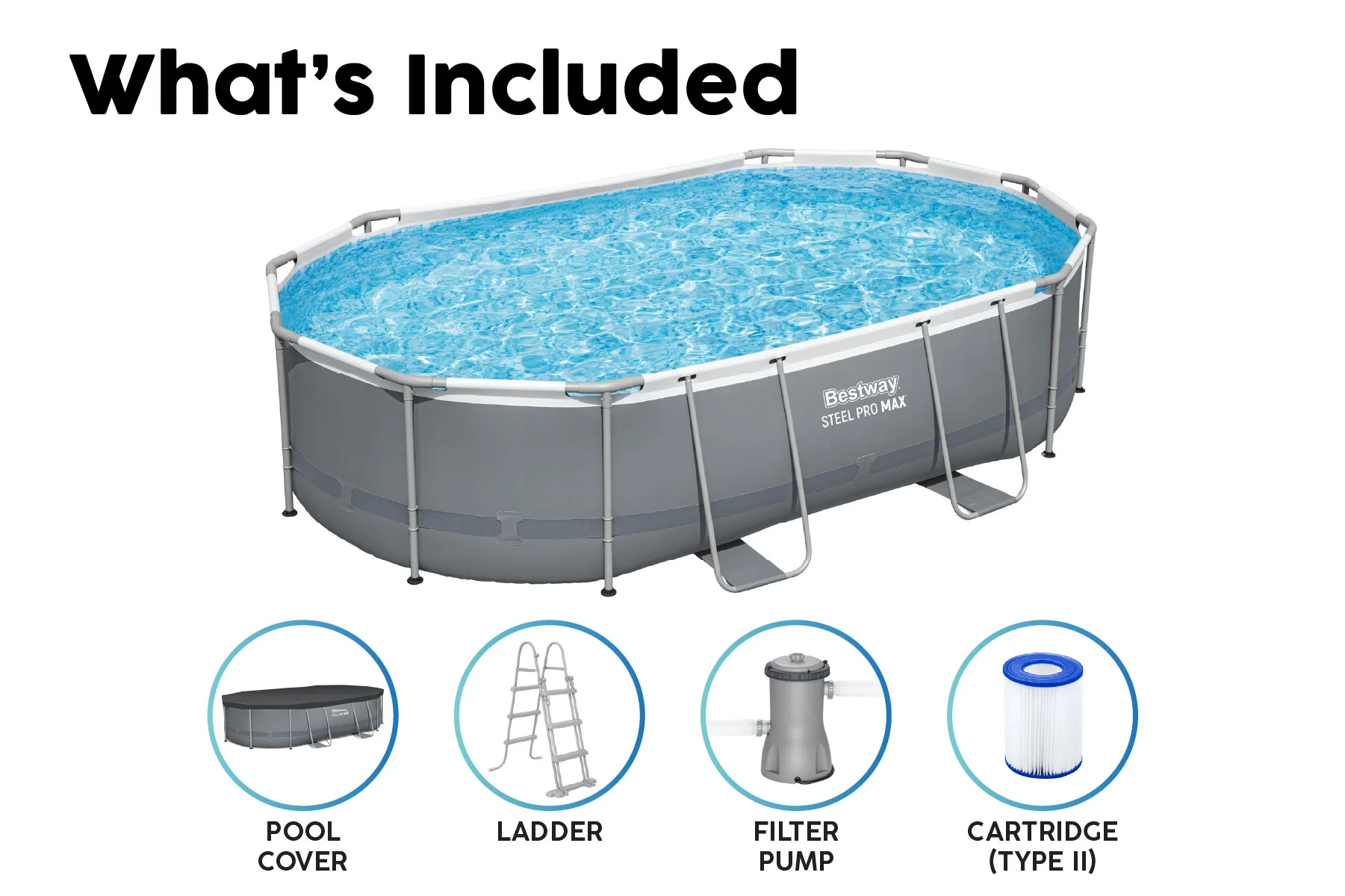 16ft x 42in Dark Grey Oval Steel Pro MAX Above Ground Pool Set - Image 7