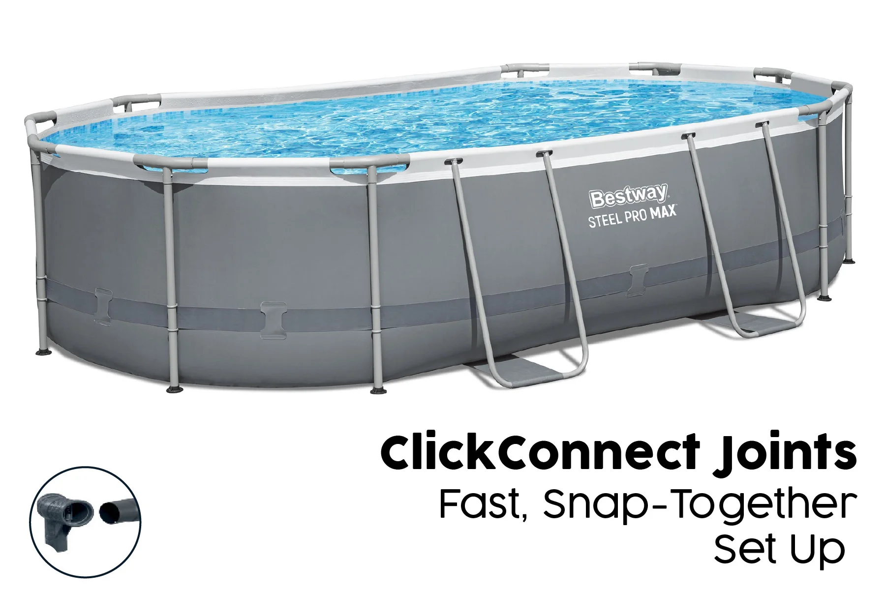 16ft x 42in Dark Grey Oval Steel Pro MAX Above Ground Pool Set - Image 8