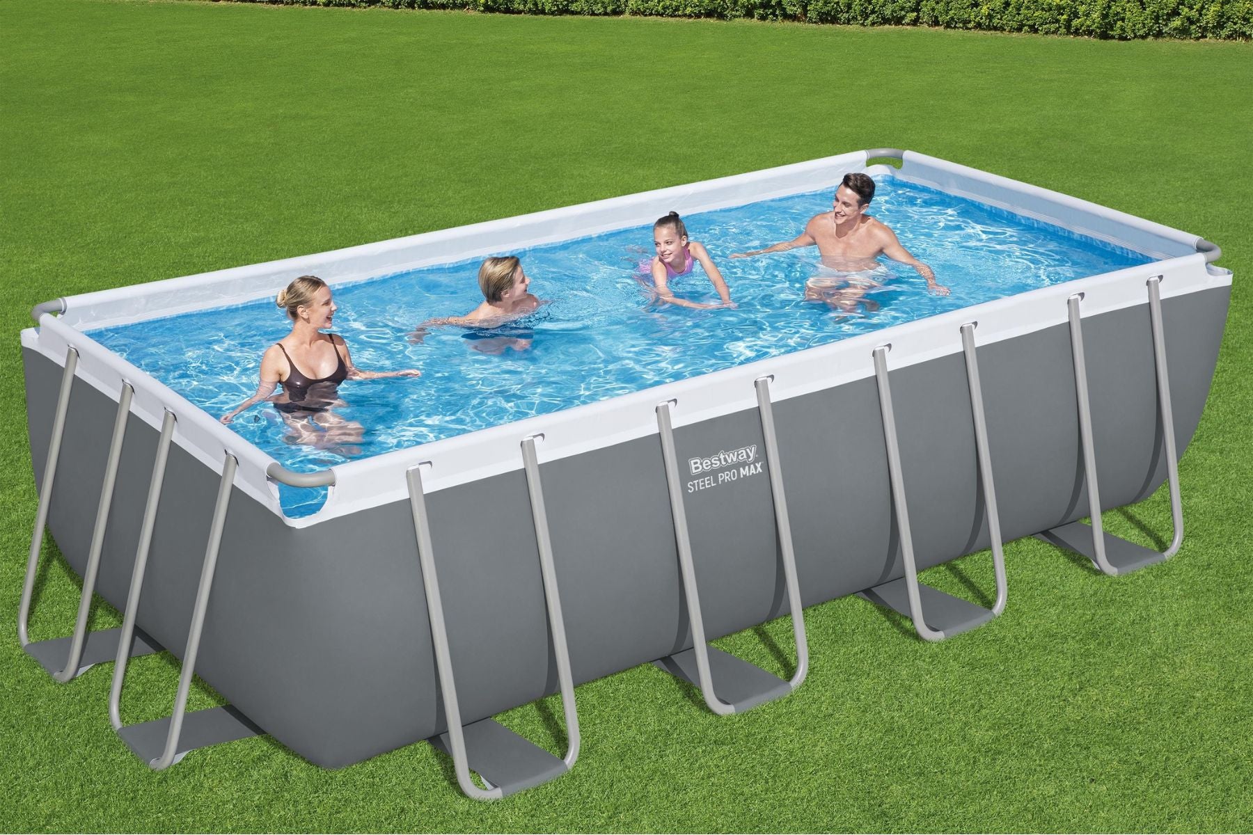 16ft x 8ft x 48in Dark Grey Rectangular Steel Pro Max Above Ground Pool Set - Image 4