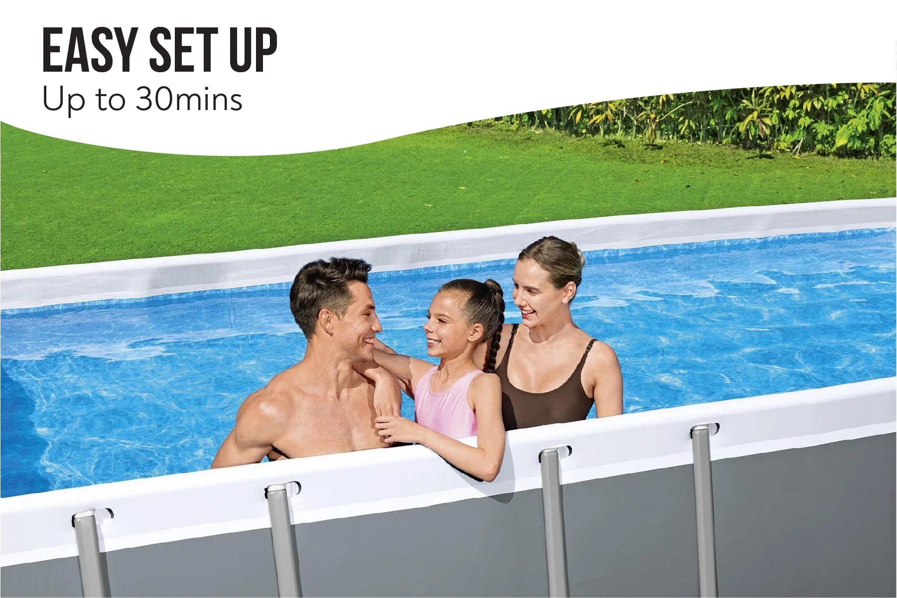 16ft x 8ft x 48in Dark Grey Rectangular Steel Pro Max Above Ground Pool Set - Image 5