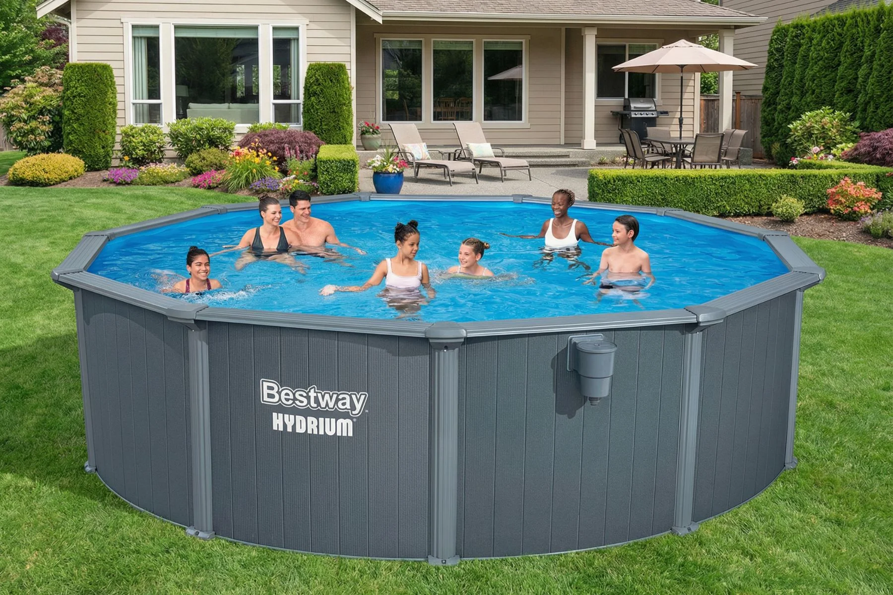 16ft x 52in Round Hydrium Steel Above Ground Pool Set - Image 4