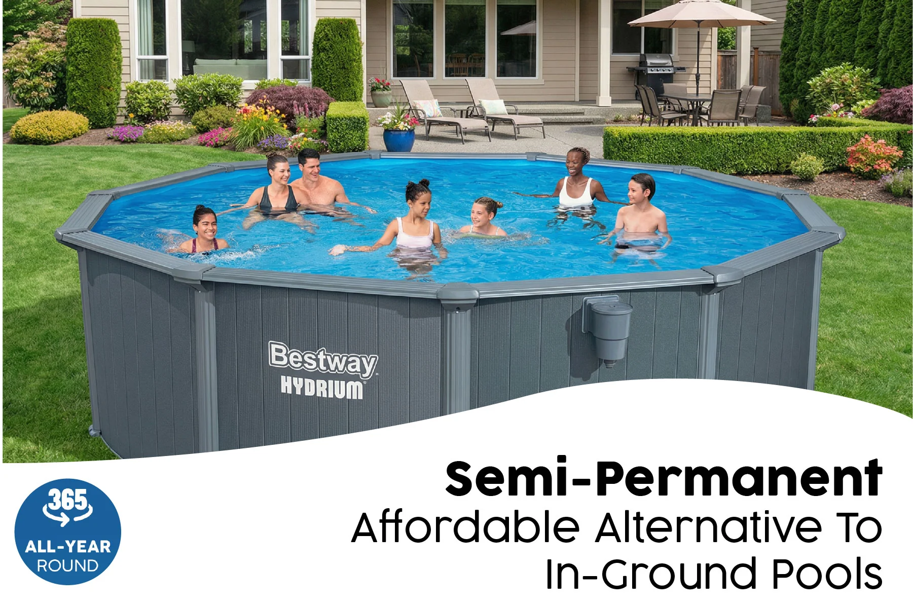 16ft x 52in Round Hydrium Steel Above Ground Pool Set - Image 5