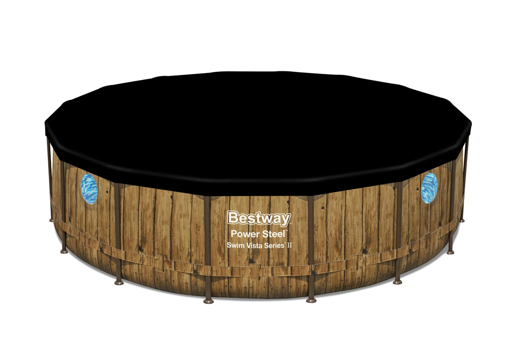 16ft x 48in Wood Print Round Power Steel Swim Vista Above Ground Pool Set - Image 6