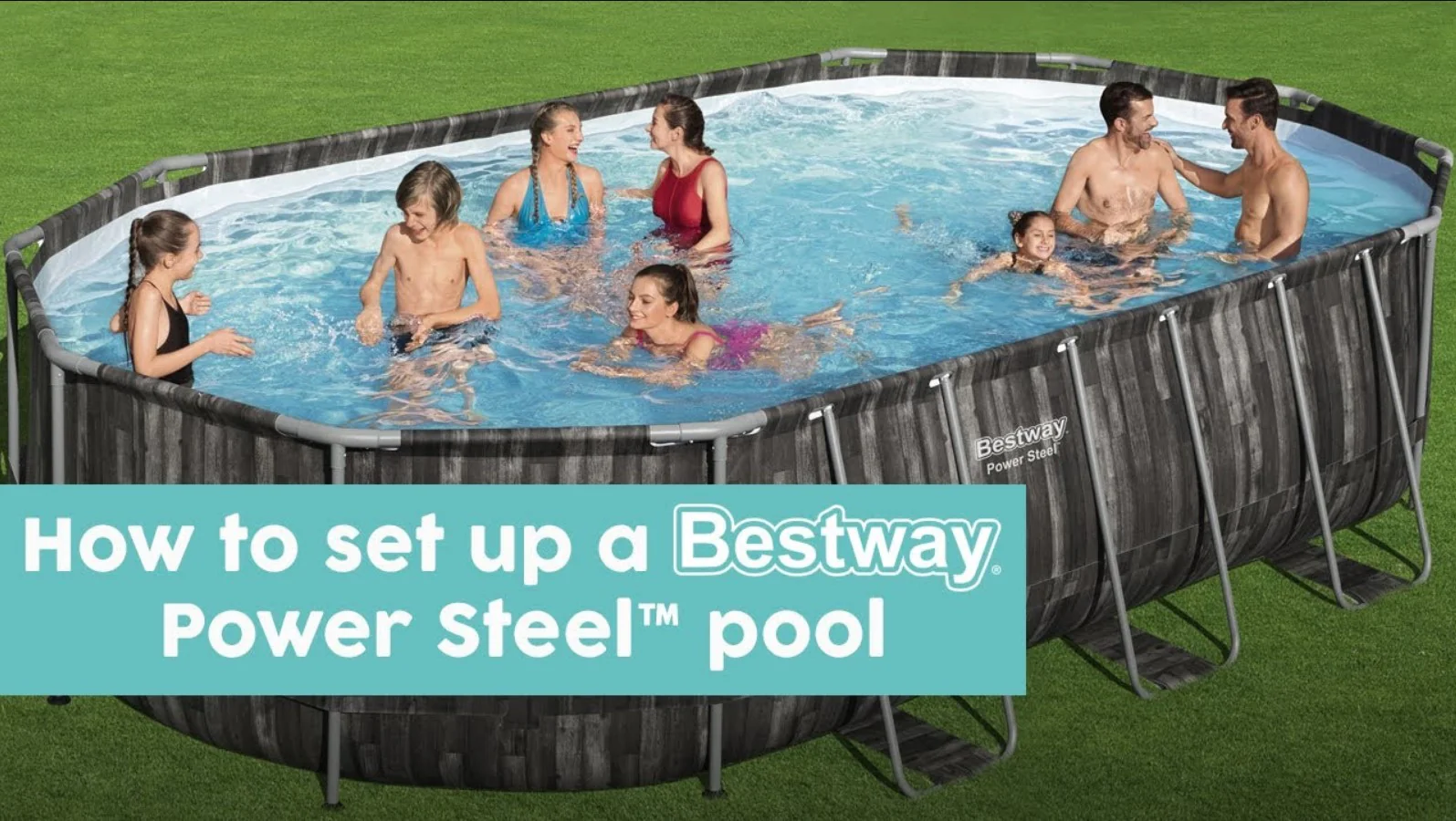 16ft x 48in Wood Print Round Power Steel Swim Vista Above Ground Pool Set - Image 9