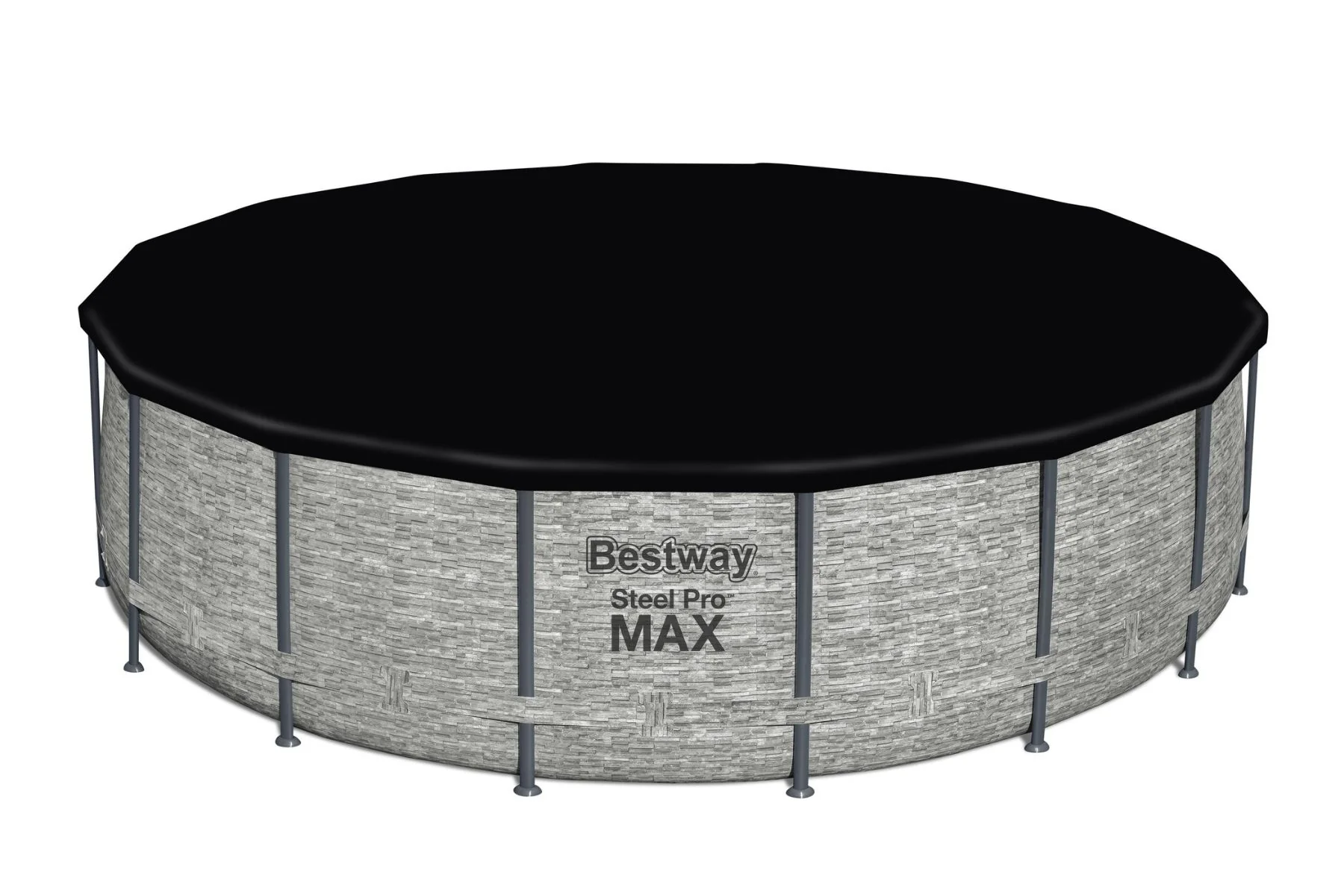 16ft x 48in Stone Print Round Steel Pro Max Above Ground Pool Set - Image 5
