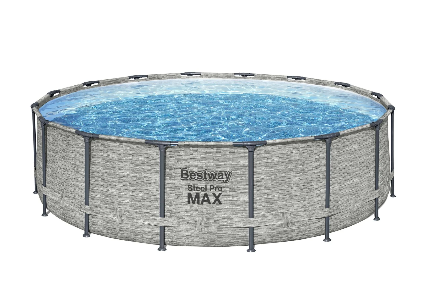 16ft x 48in Stone Print Round Steel Pro Max Above Ground Pool Set - Image 6