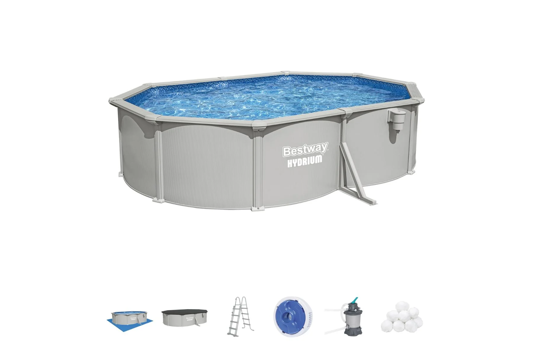 16.5ft x 48in Oval Hydrium Steel Above Ground Pool Set - Image 3