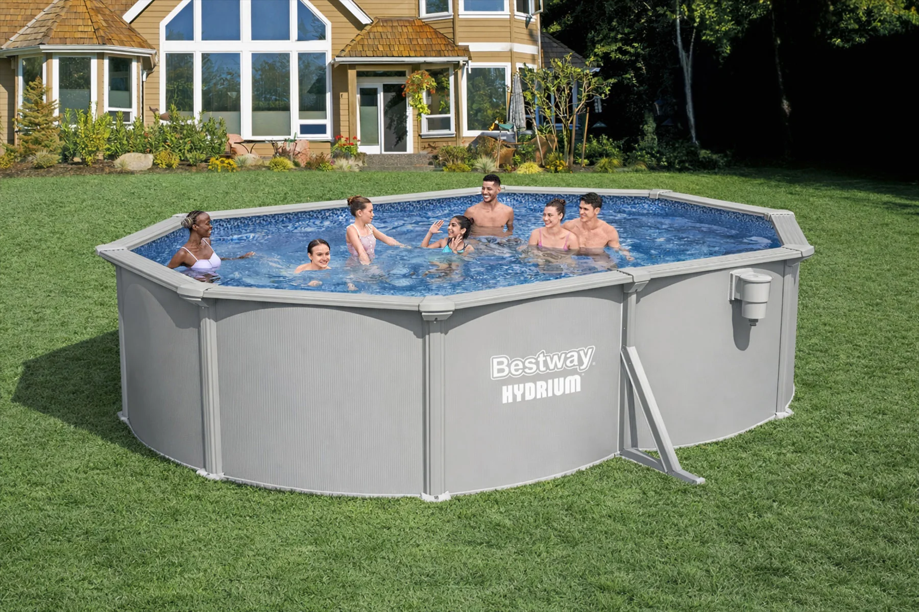 16.5ft x 48in Oval Hydrium Steel Above Ground Pool Set - Image 4