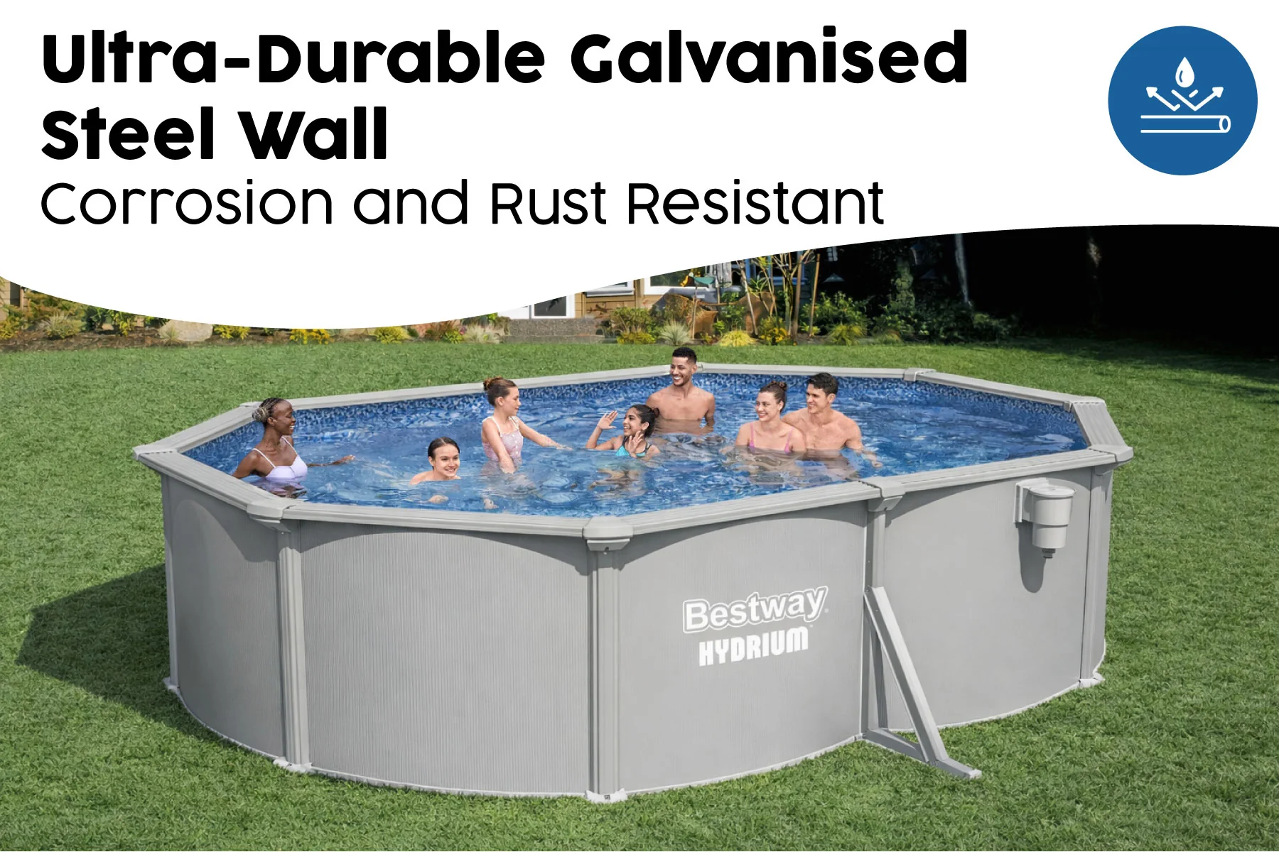 16.5ft x 48in Oval Hydrium Steel Above Ground Pool Set - Image 5