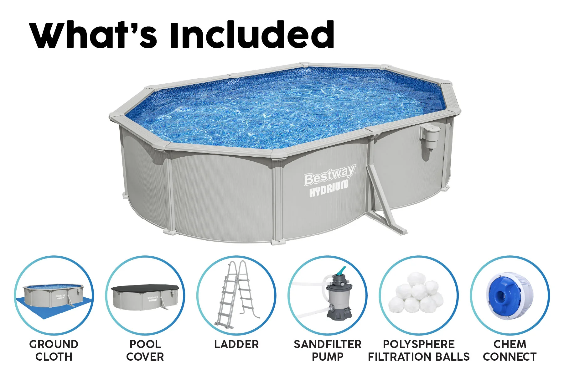 16.5ft x 48in Oval Hydrium Steel Above Ground Pool Set - Image 9