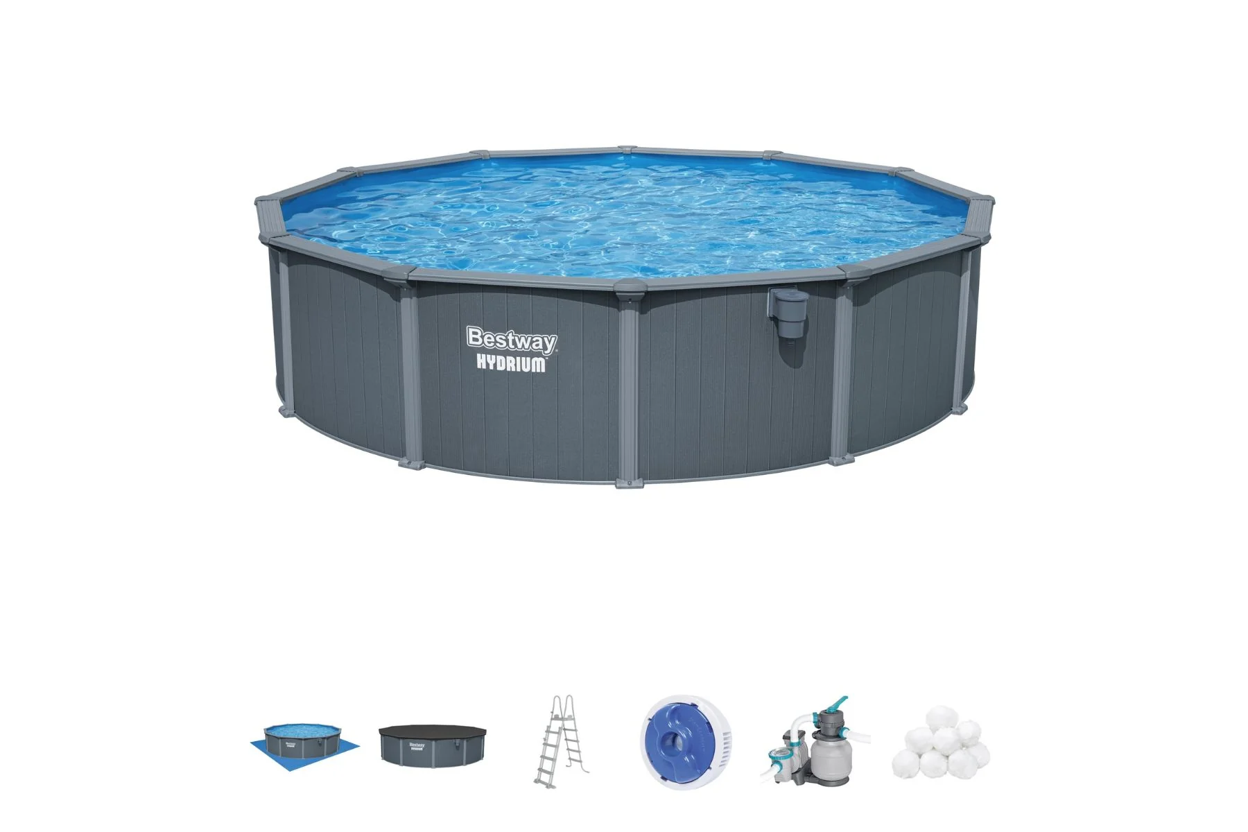 18ft x 52in Round Hydrium Steel Above Ground Pool Set - Image 3