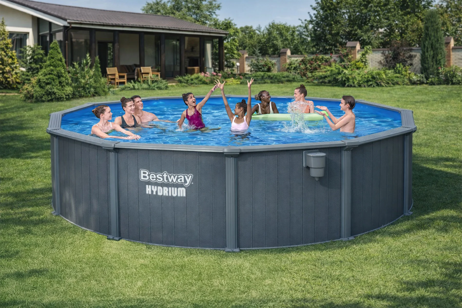 18ft x 52in Round Hydrium Steel Above Ground Pool Set - Image 4