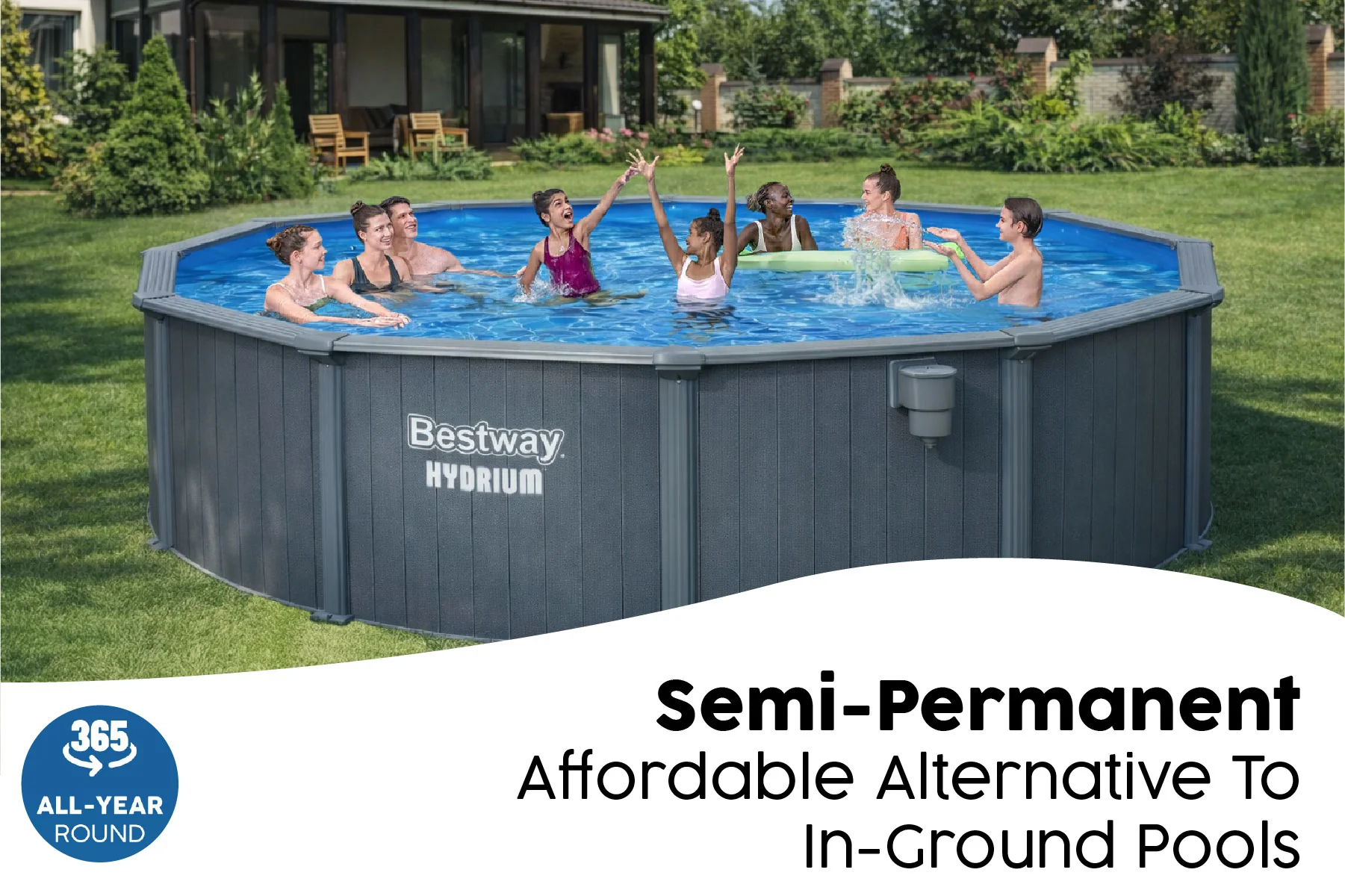 18ft x 52in Round Hydrium Steel Above Ground Pool Set - Image 6