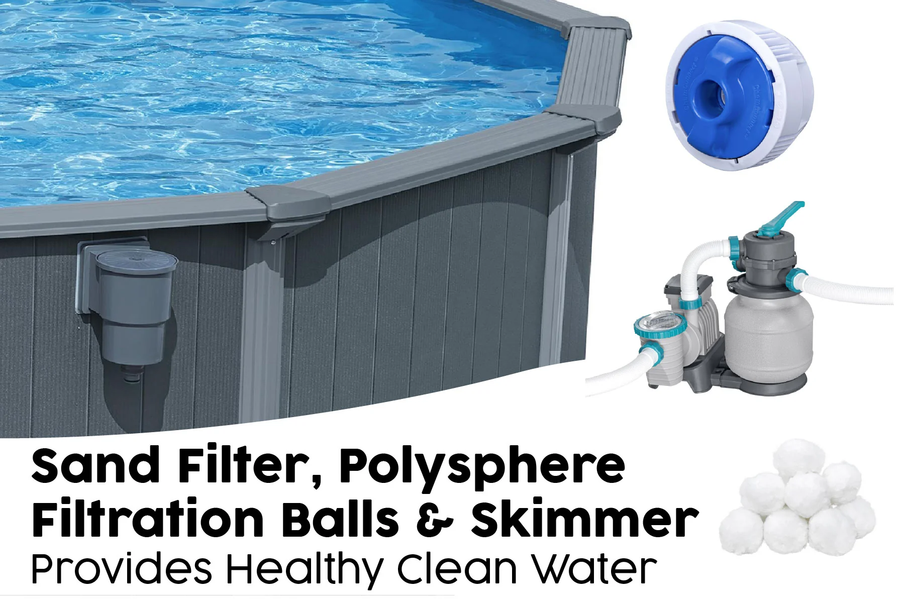 18ft x 52in Round Hydrium Steel Above Ground Pool Set - Image 7