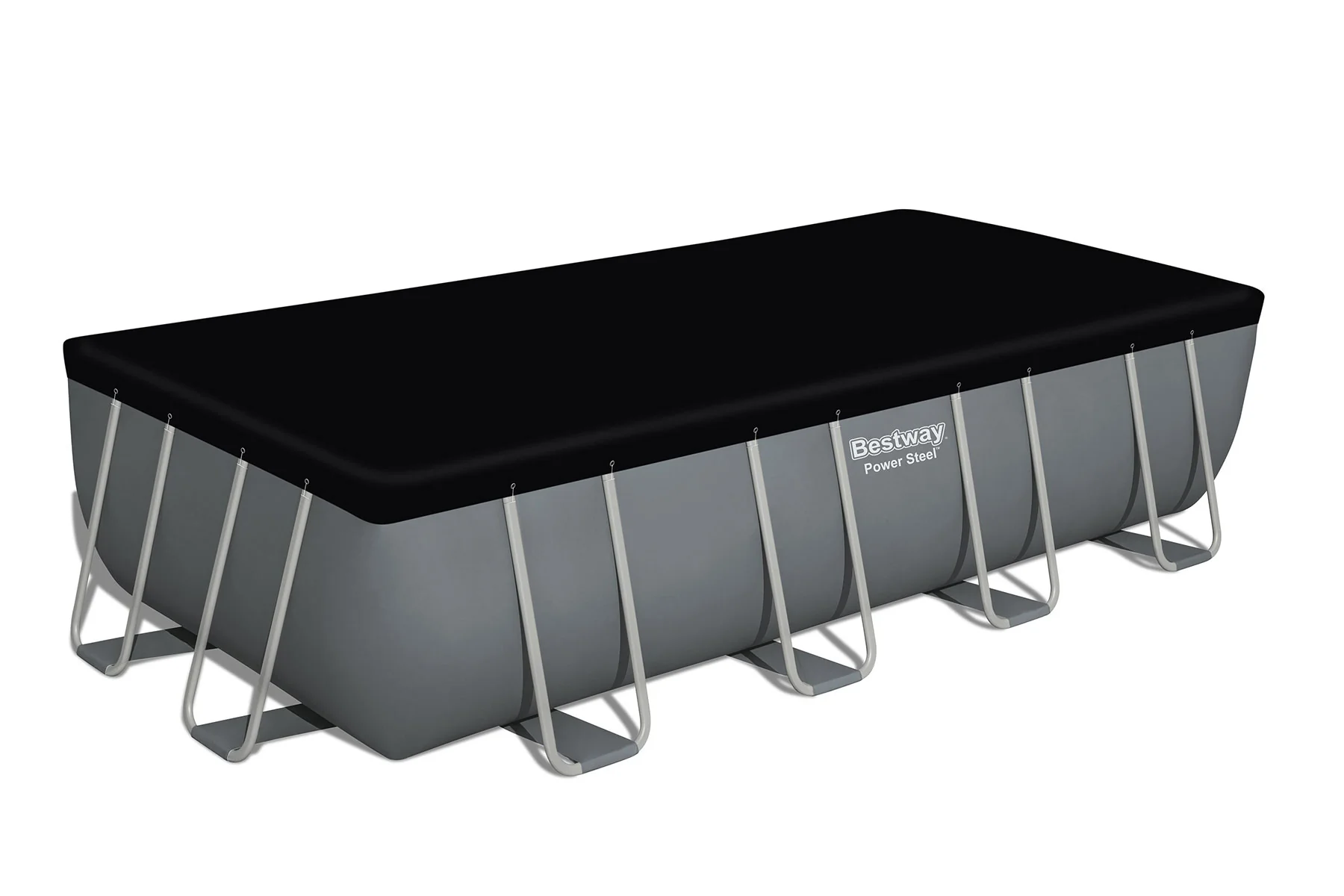 18ft x 9ft x 48in Dark Grey Rectangle Power Steel Above Ground Pool Set - Image 8