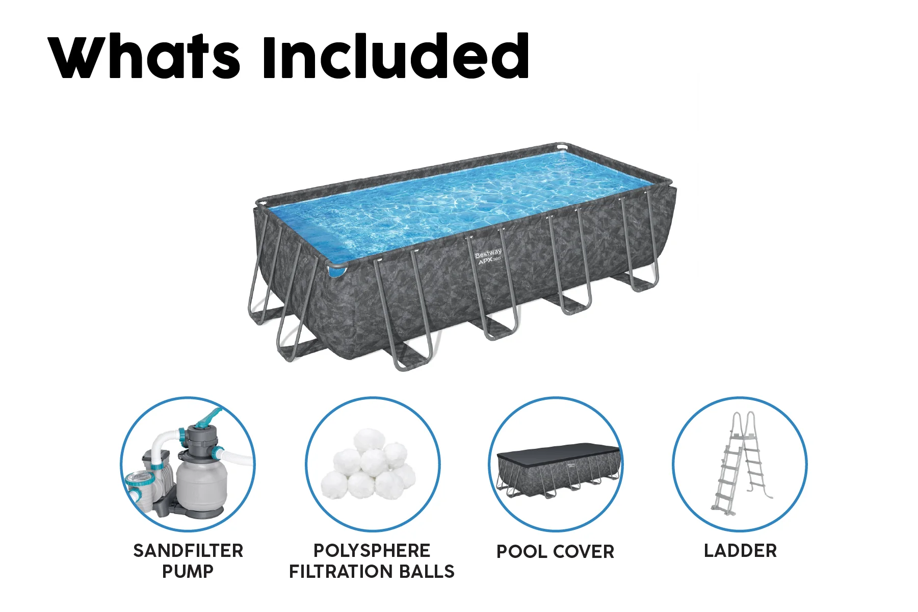 18ft x 52in Grey Rectangular APX 365 Steel Above Ground Pool Set - Image 10