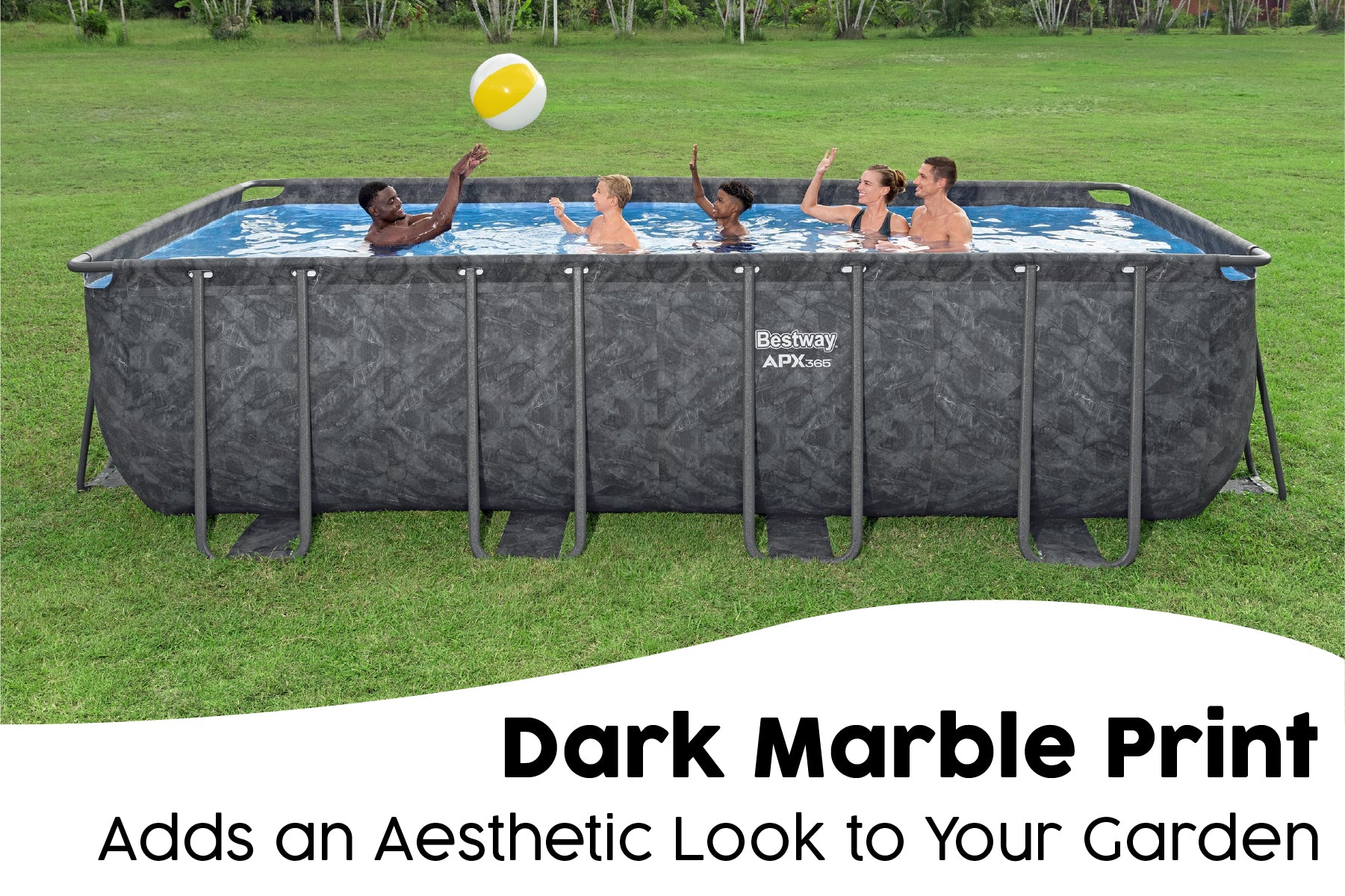 18ft x 52in Grey Rectangular APX 365 Steel Above Ground Pool Set - Image 8