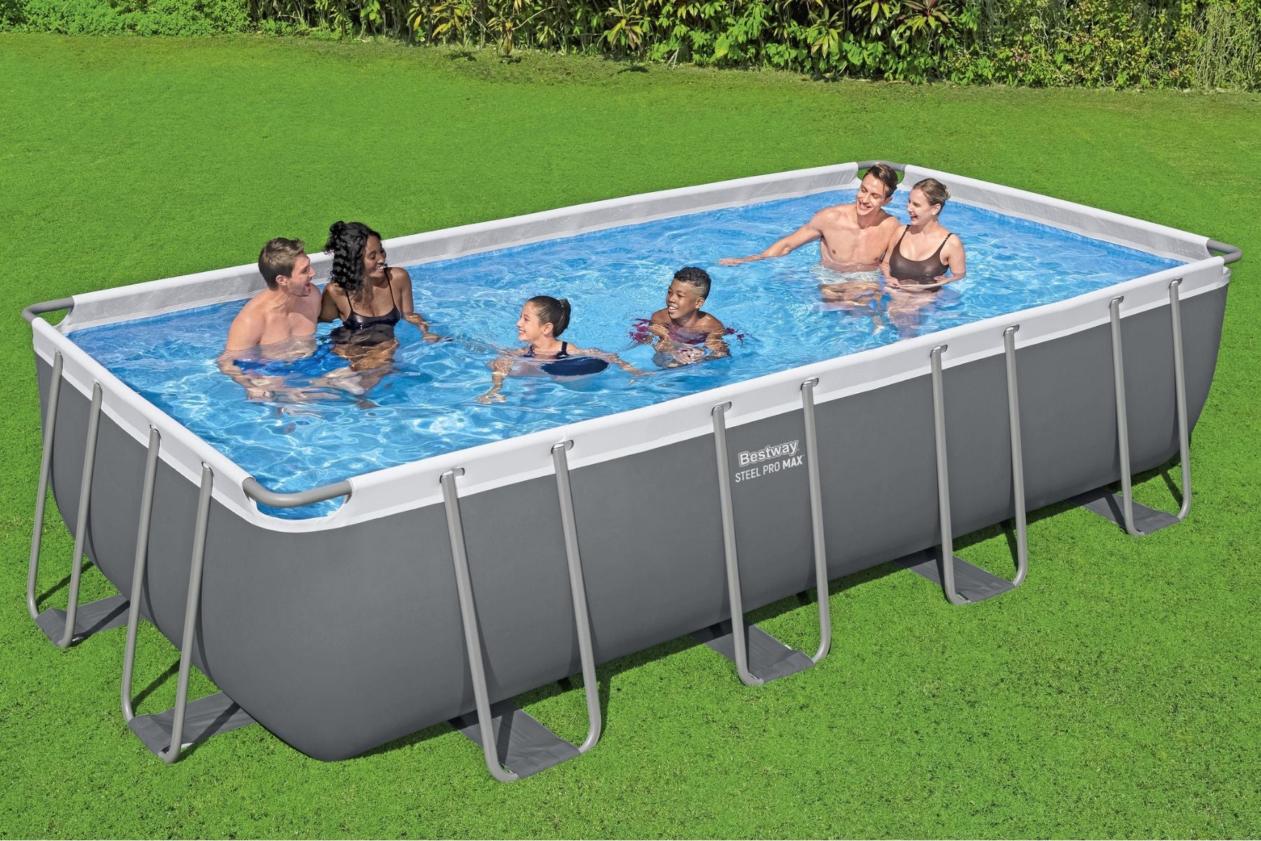 18ft x 9ft x 48in Dark Grey Rectangle Steel Pro MAX Above Ground Pool Set - Image 4