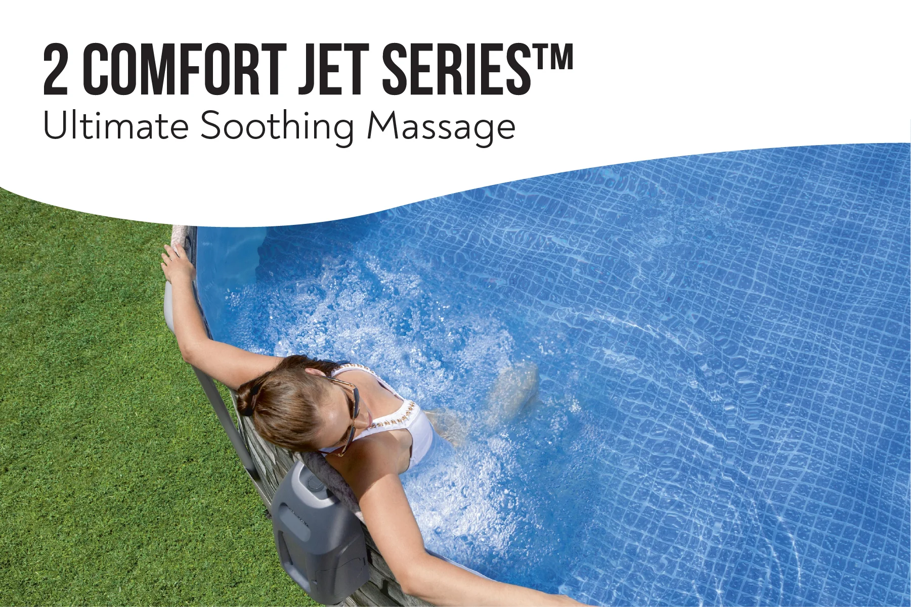 20ft x 48in Stone Print Oval Power Steel Comfort Jet Above Ground Pool Set - Image 5