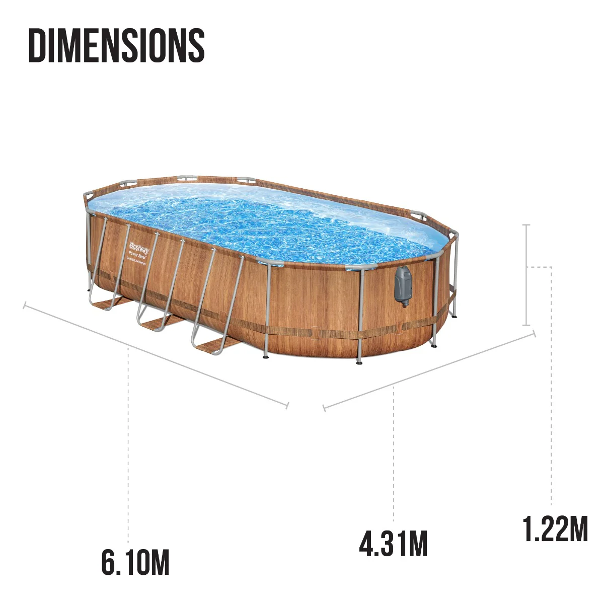 20ft Power Steel Comfort Jet Stone-Print Oval Pool Set - Image 9