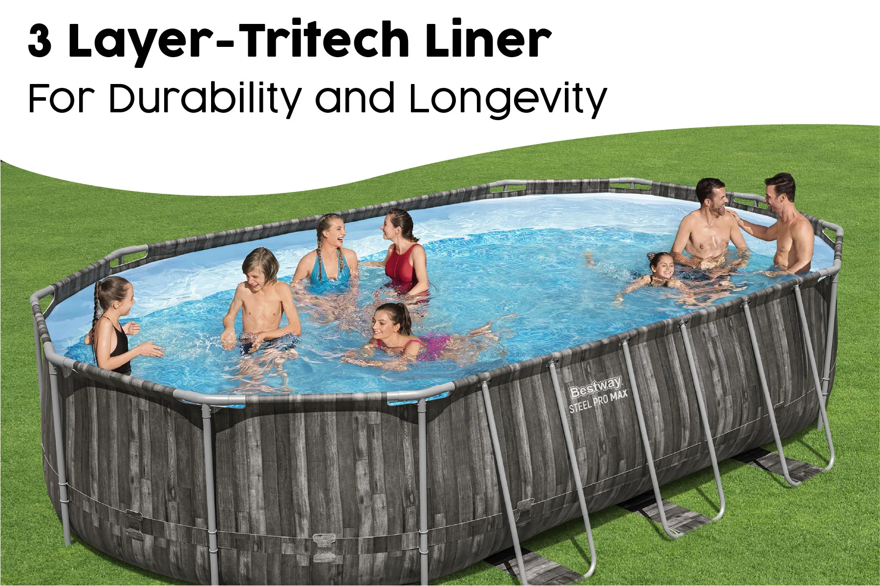 20ft x 48in Wood Print Oval Steel Pro Max Above Ground Pool Set - Image 6